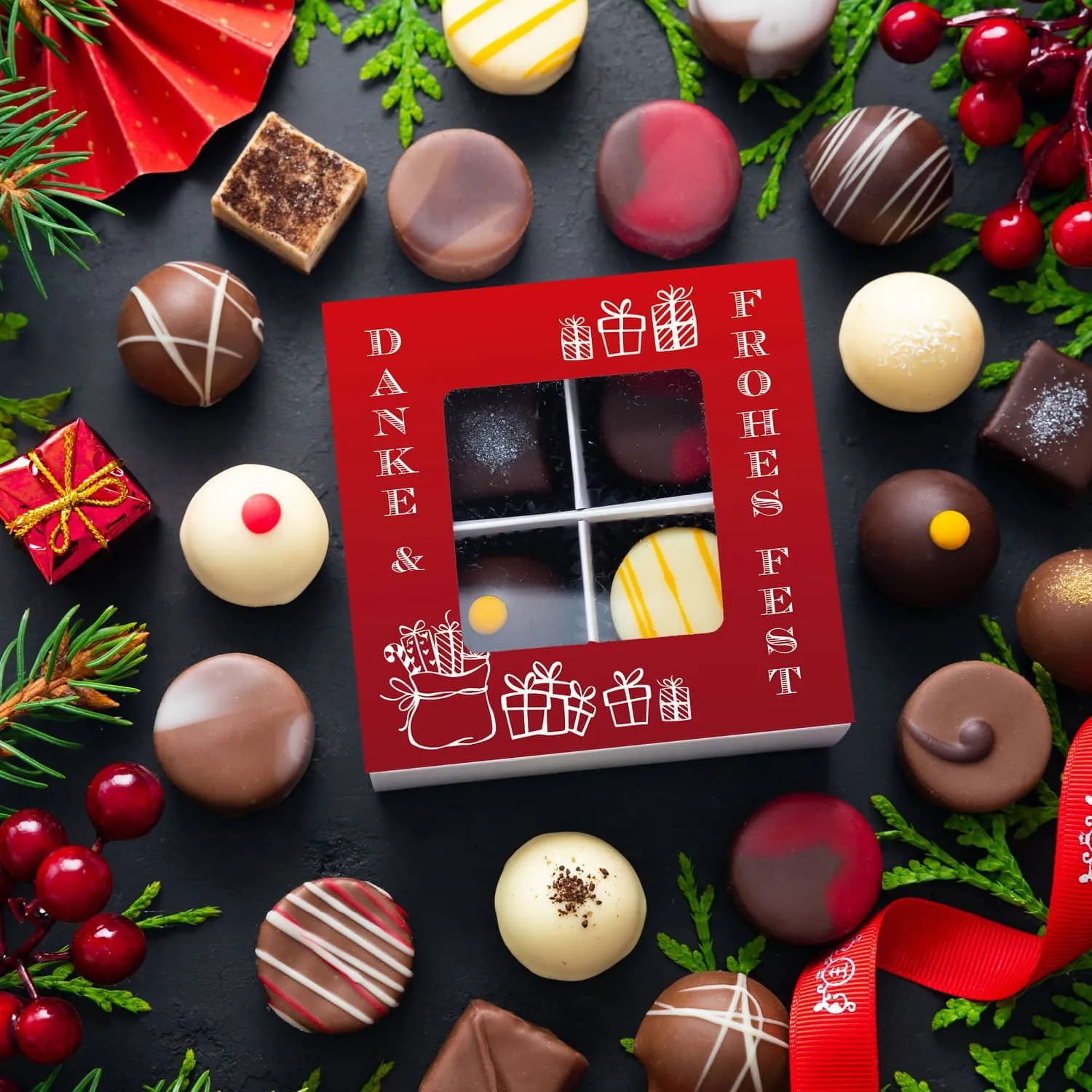 PRALINEN GESCHENKBOX MIT & OHNE ALKOHOL - Edle handgemachte Pralinen aus feinstem Confiserie-Edelkakao, stilvoll verpackt in einer hochwertigen Geschenkbox. Exklusiver Schokoladengenuss für besondere Anlässe & genussvolle Momente