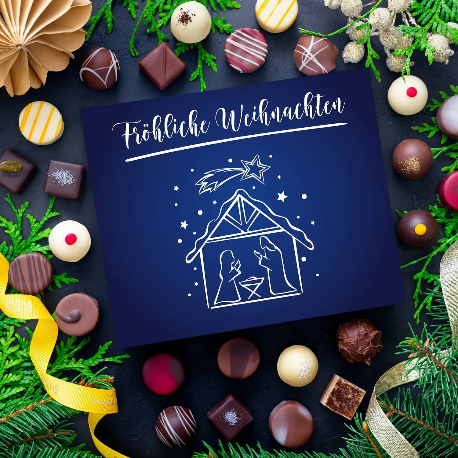 PRALINEN GESCHENKBOX OHNE ALKOHOL - Edle handgemachte Pralinen aus feinstem Confiserie-Edelkakao, stilvoll verpackt in einer hochwertigen XL-Geschenkbox. Exklusiver Schokoladengenuss für besondere Anlässe & genussvolle Momente