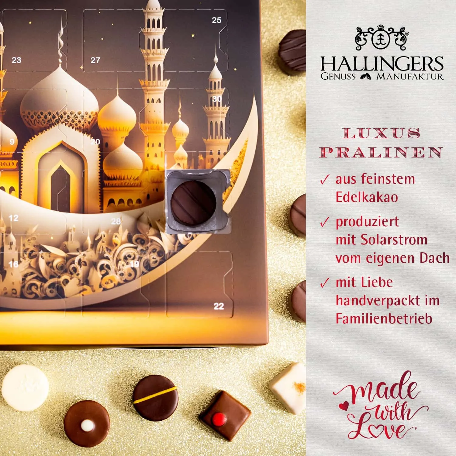 HANDWERK STATT MASSENWARE - Edition \Ramadan - Kareem\: Vergiss alles, was über Halal-Süßigkeiten behauptet wird - außergewöhnlicher Pralinengenuss entsteht nicht durch Verzicht, sondern durch Qualität, Geschmack und echte Handwerkskunst