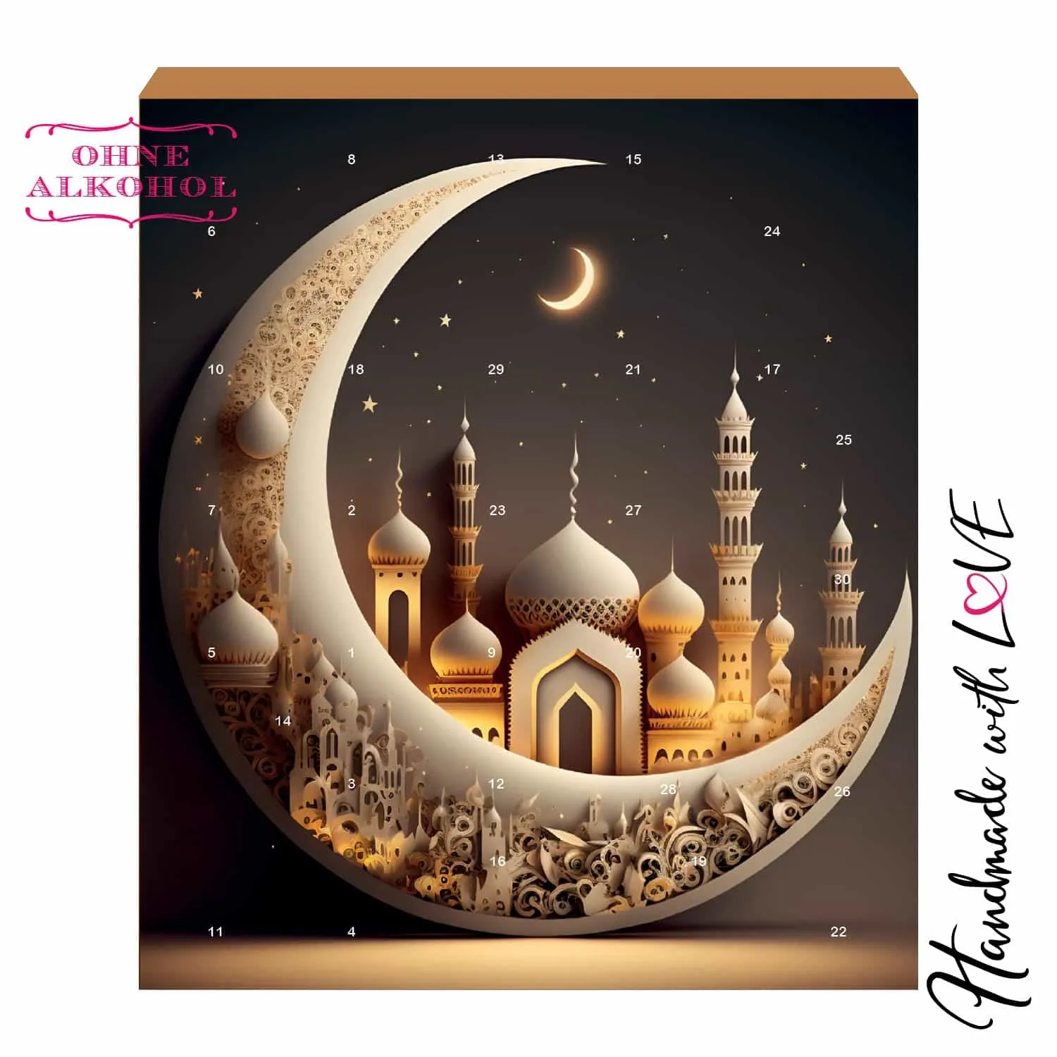 Ramadankalender Ramadan - Kareem - Pralinen Halal, ohne Alkohol handmade