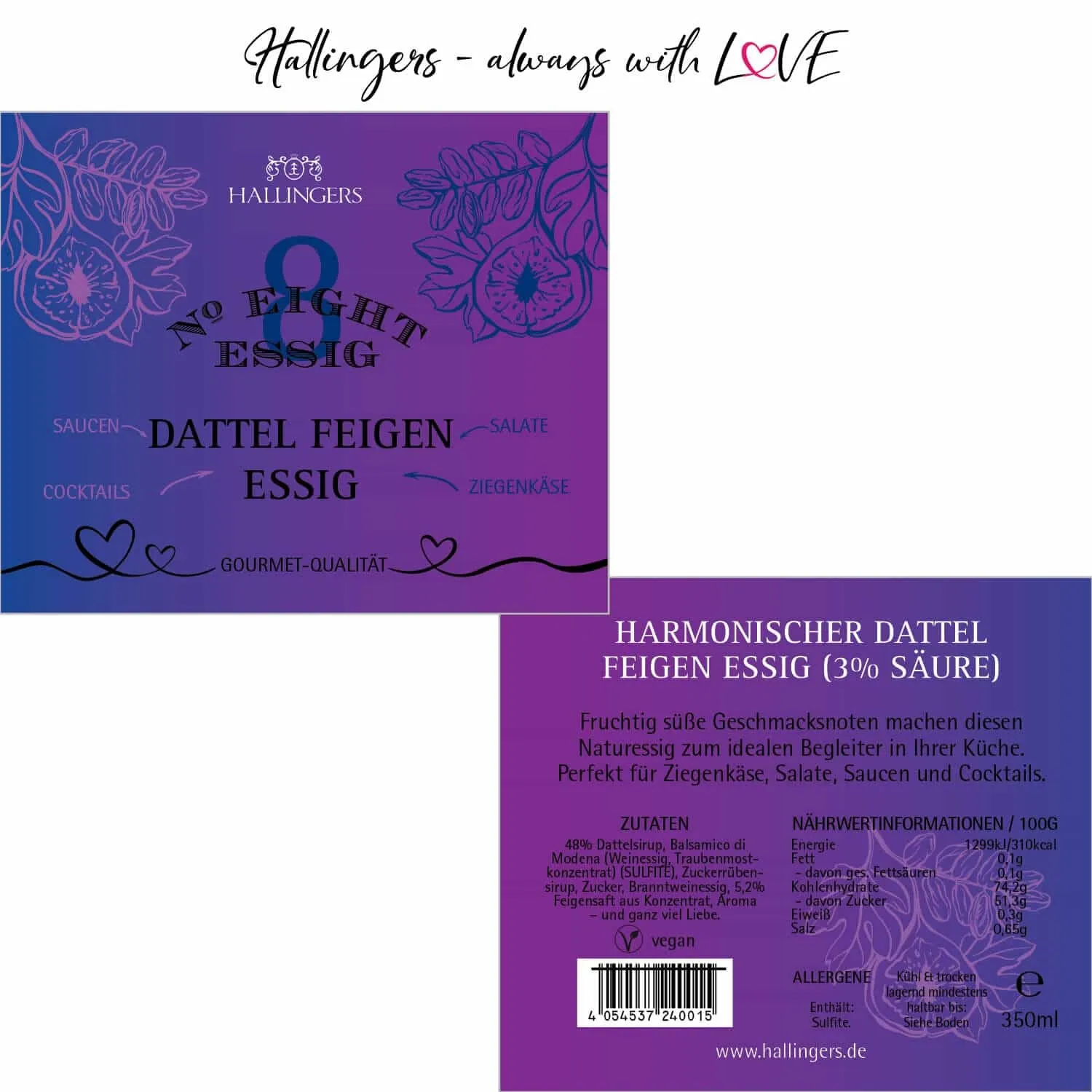 No. 8 (3% SäureDattel-Feigen-Essig) - Gourmet-Essig, in Geschenk-Flasche