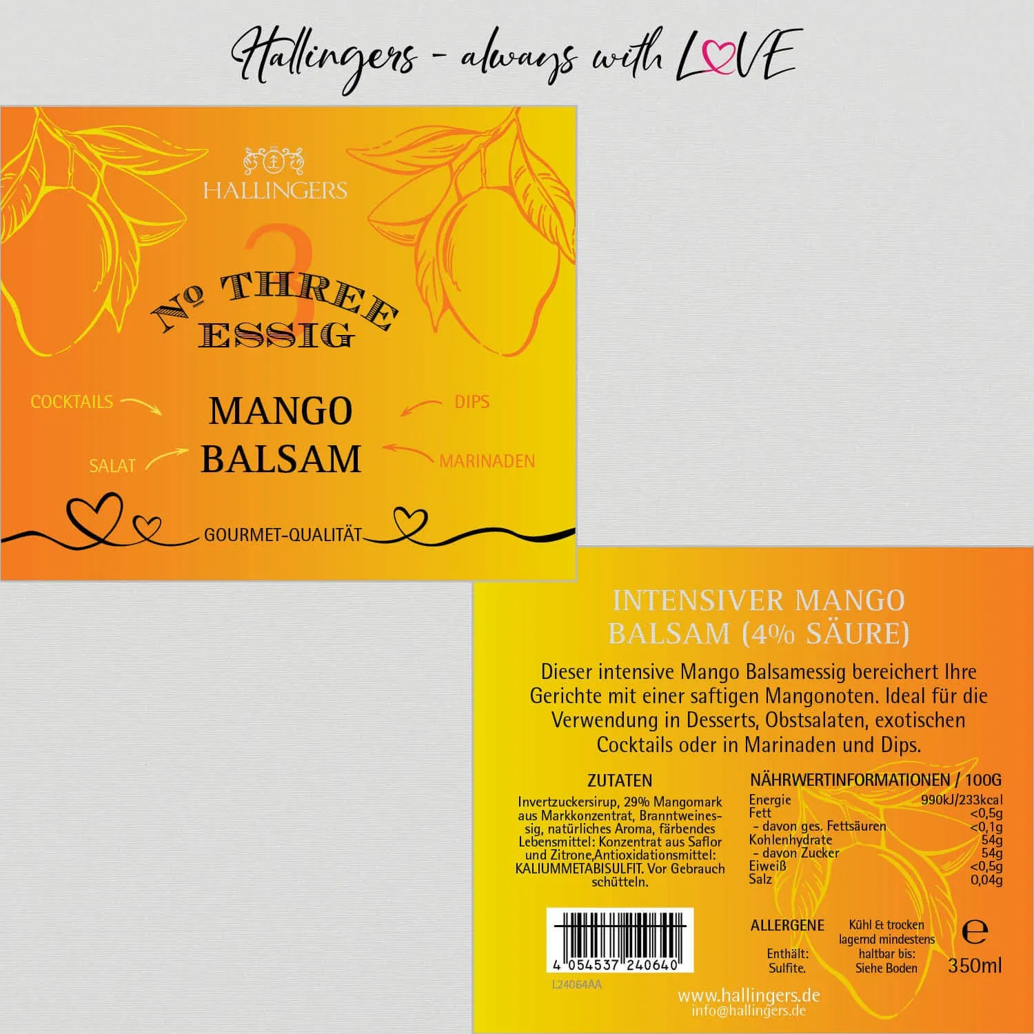 Mango-Balsam (4% Säure) - Gourmet-Essig, in Geschenk-Flasche