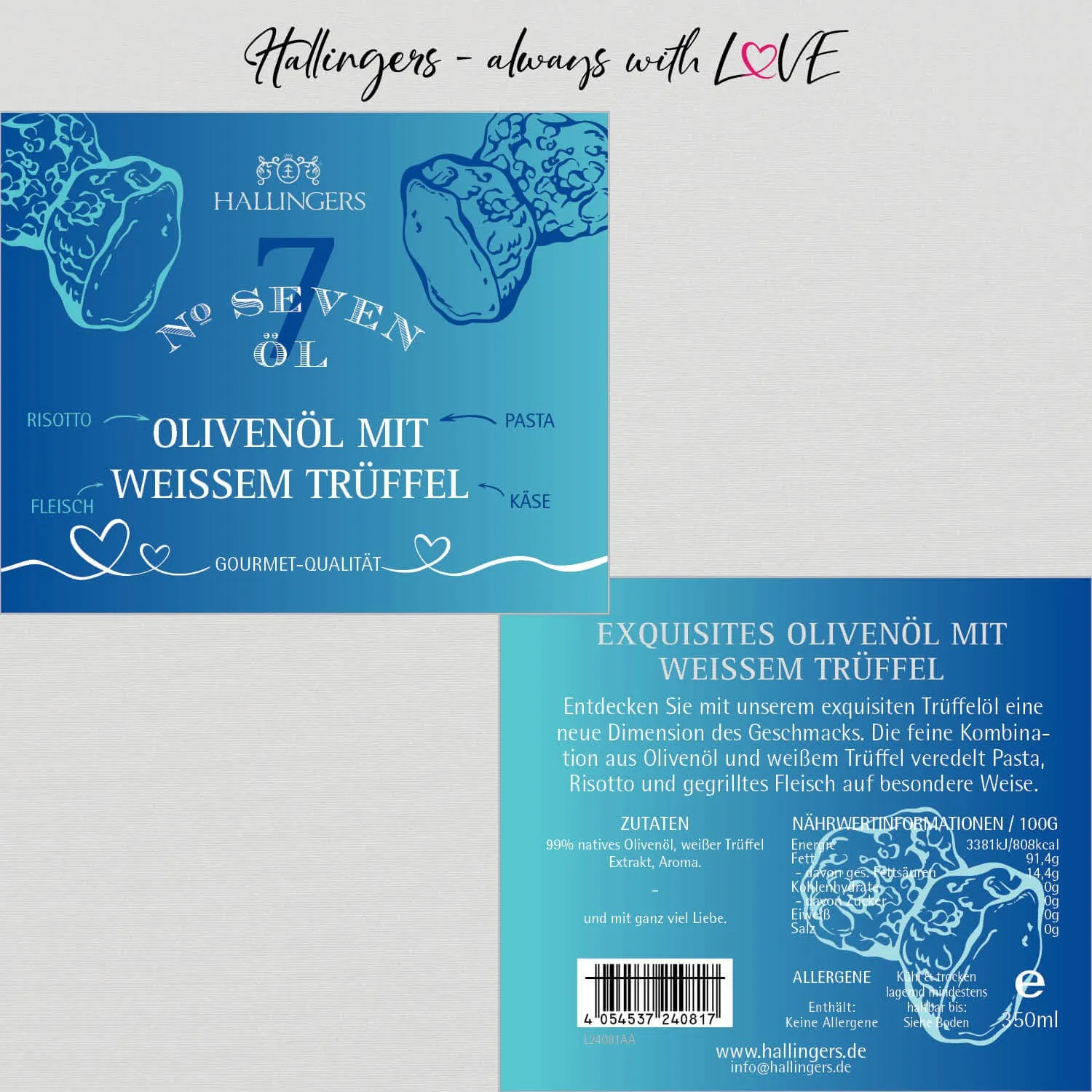 Trüffel-Olivenöl (mit weißem Trüffel) - Premium-Öl, in Geschenk-Flasche