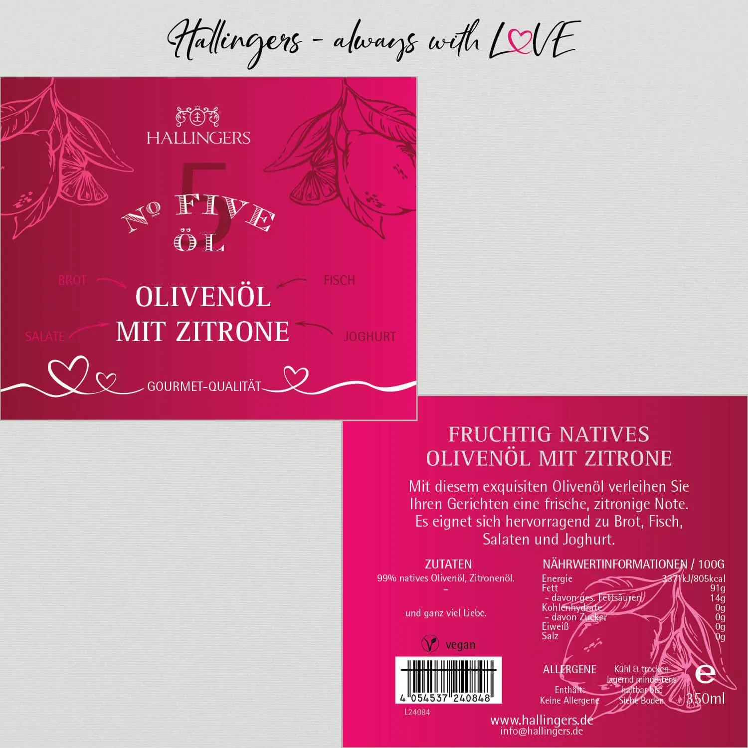 Olivenöl mit Zitrone - Premium-Öl, in Geschenk-Flasche