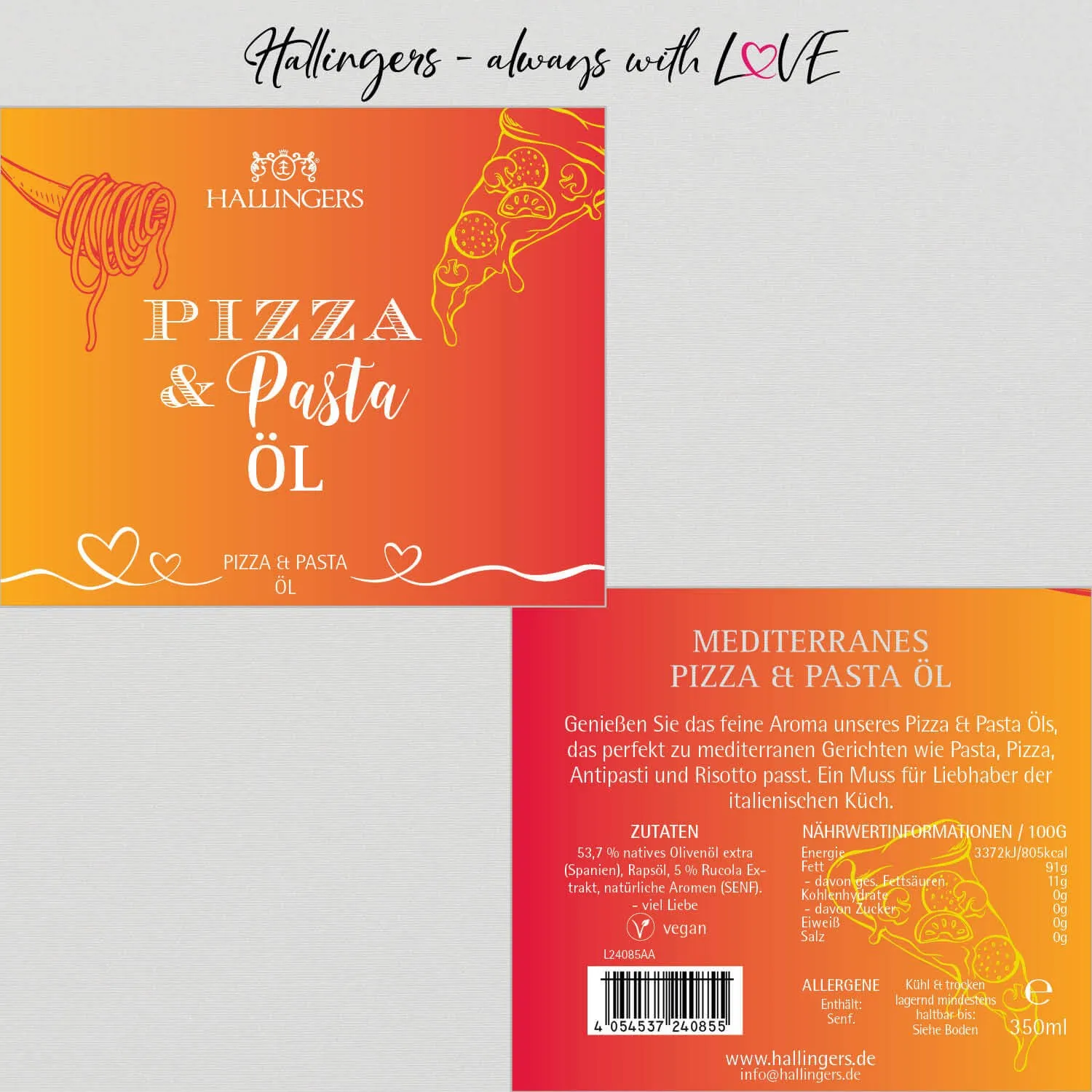 Pizza & Pasta Öl - Premium-Öl, in Geschenk-Flasche