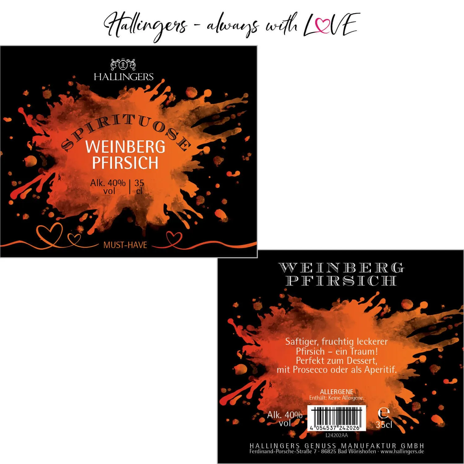 Alter Weinbergpfirsich (40% vol.) - Premium-Likör, in Geschenk-Flasche