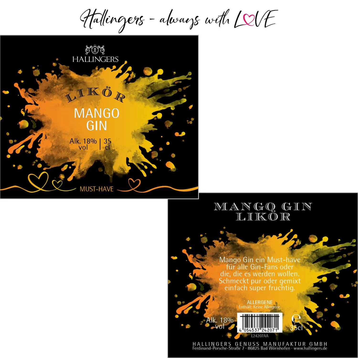 Mango-Gin (18% vol.) - Premium-Likör, in Geschenk-Flasche