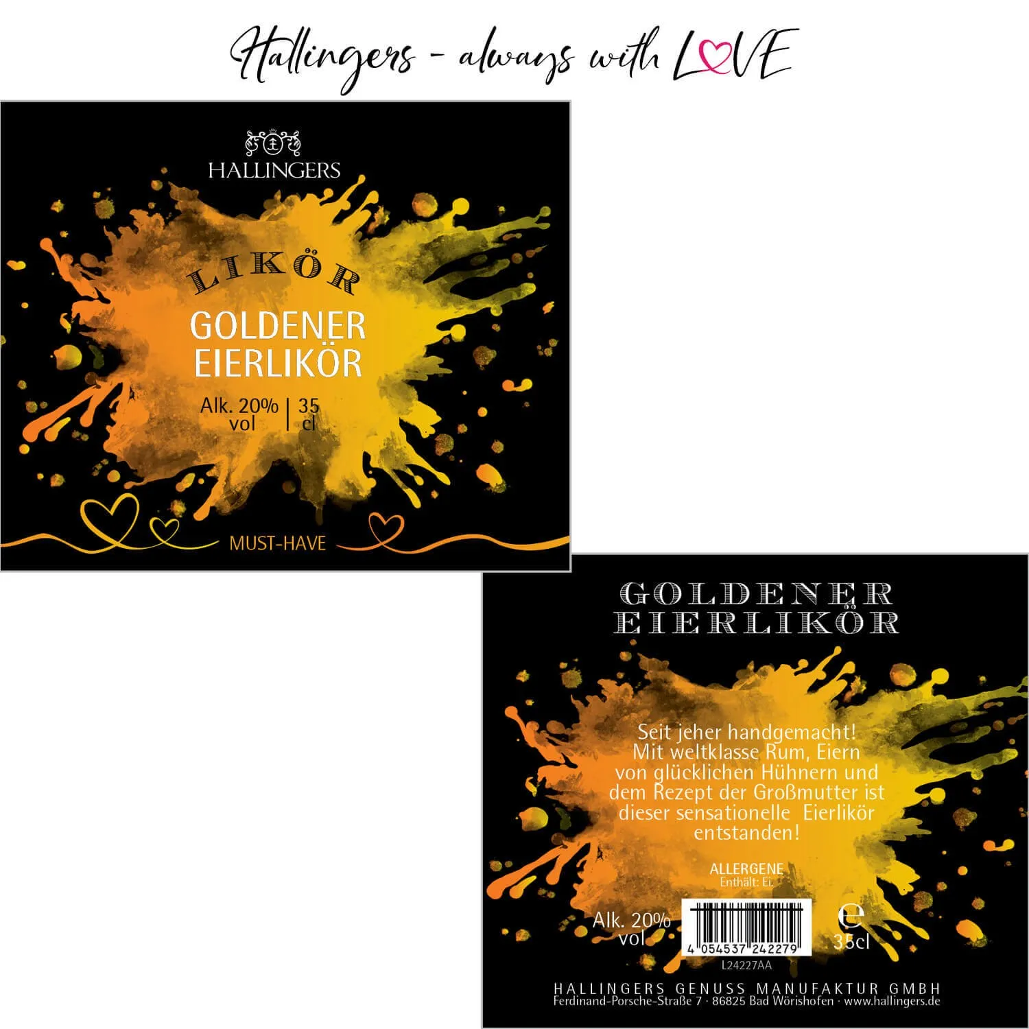 Eierlikör (20% vol.) - Edel-Sahnelikör, in Geschenk-Flasche