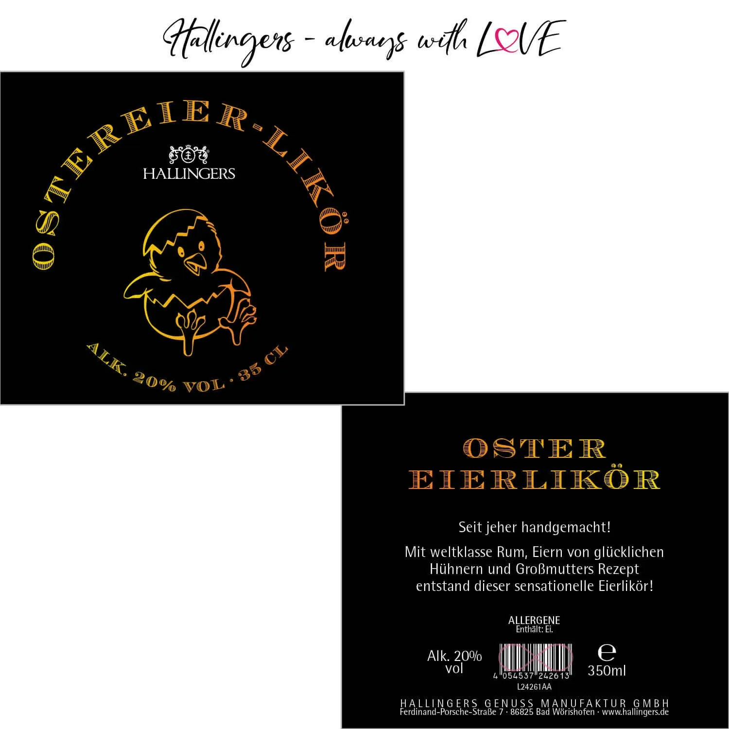 Oster-Eierlikör (20% vol.) - Edel-Sahnelikör, in Geschenk-Flasche