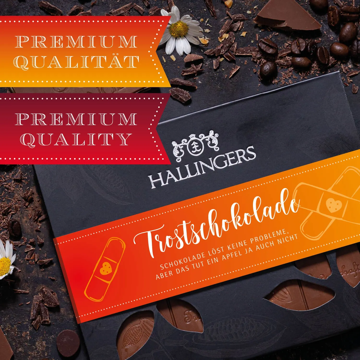 HANDWERK STATT MASSENWARE - Edition \Trostschokolade\: Während andere auf niedrige Kosten & hohe Stückzahlen setzen, überzeugt echte Premium-Schokolade durch Geschmackstiefe, Qualität & ein Genusserlebnis mit bleibendem Eindruck