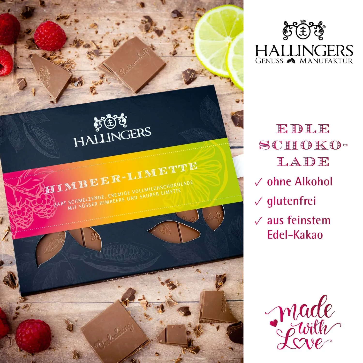 SCHOKOLADE OHNE ALKOHOL - Edle Tafel aus handgeschöpftem Confiserie-Edelkakao, feinster Schokoladengenuss und stilvoll verpackt im hochwertigen Karton. Die besondere Geschenkidee für Genießer & süße Genussmomente