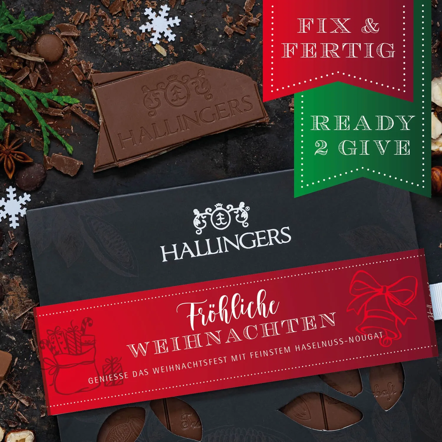 HANDWERK STATT MASSENWARE - Edition \Fröhliche Weihnachten\: Während andere auf niedrige Kosten & hohe Stückzahlen setzen, überzeugt echte Premium-Schokolade durch Geschmackstiefe, Qualität & ein Genusserlebnis mit bleibendem Eindruck