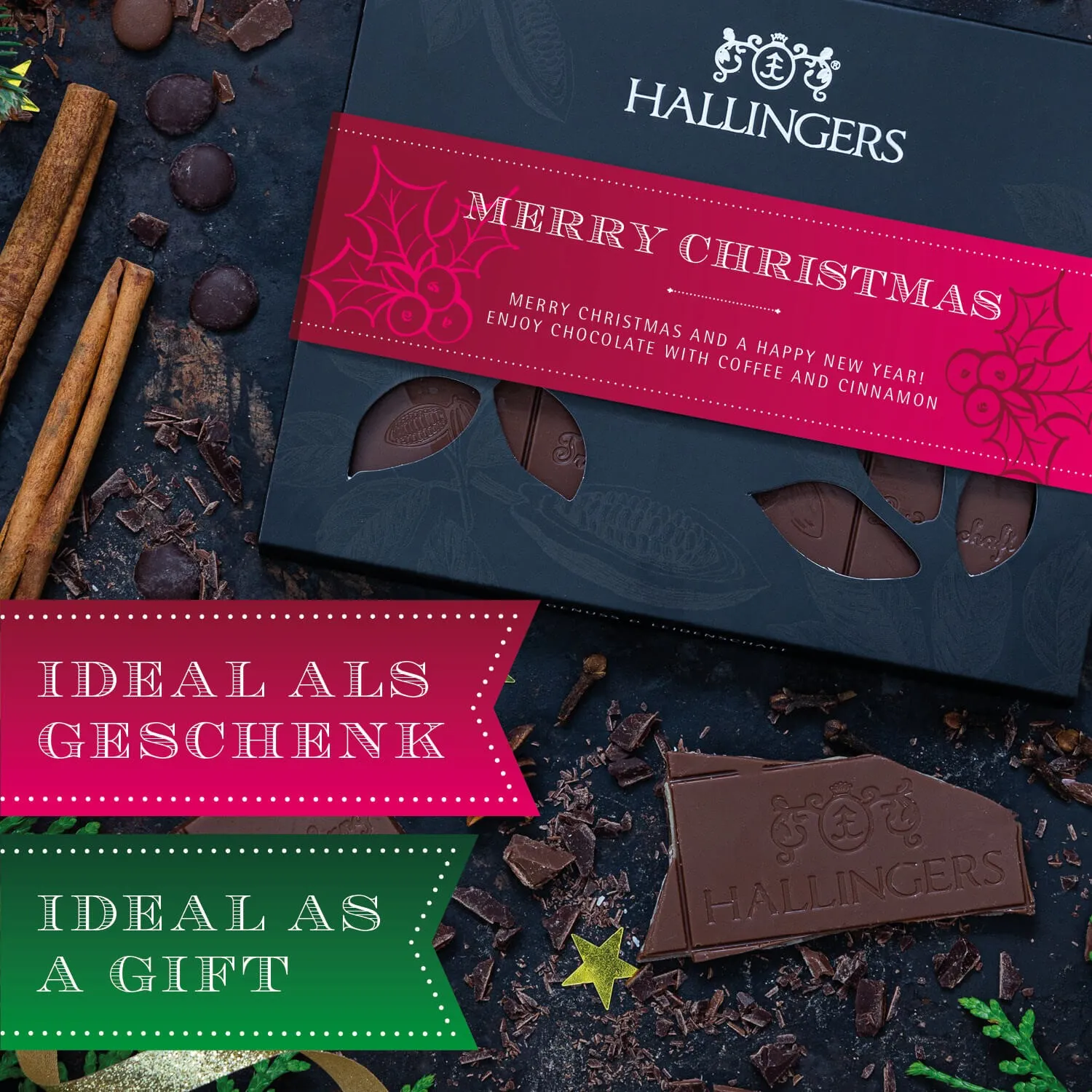 HANDWERK STATT MASSENWARE - Edition \Merry Christmas\: Während andere auf niedrige Kosten & hohe Stückzahlen setzen, überzeugt echte Premium-Schokolade durch Geschmackstiefe, Qualität & ein Genusserlebnis mit bleibendem Eindruck