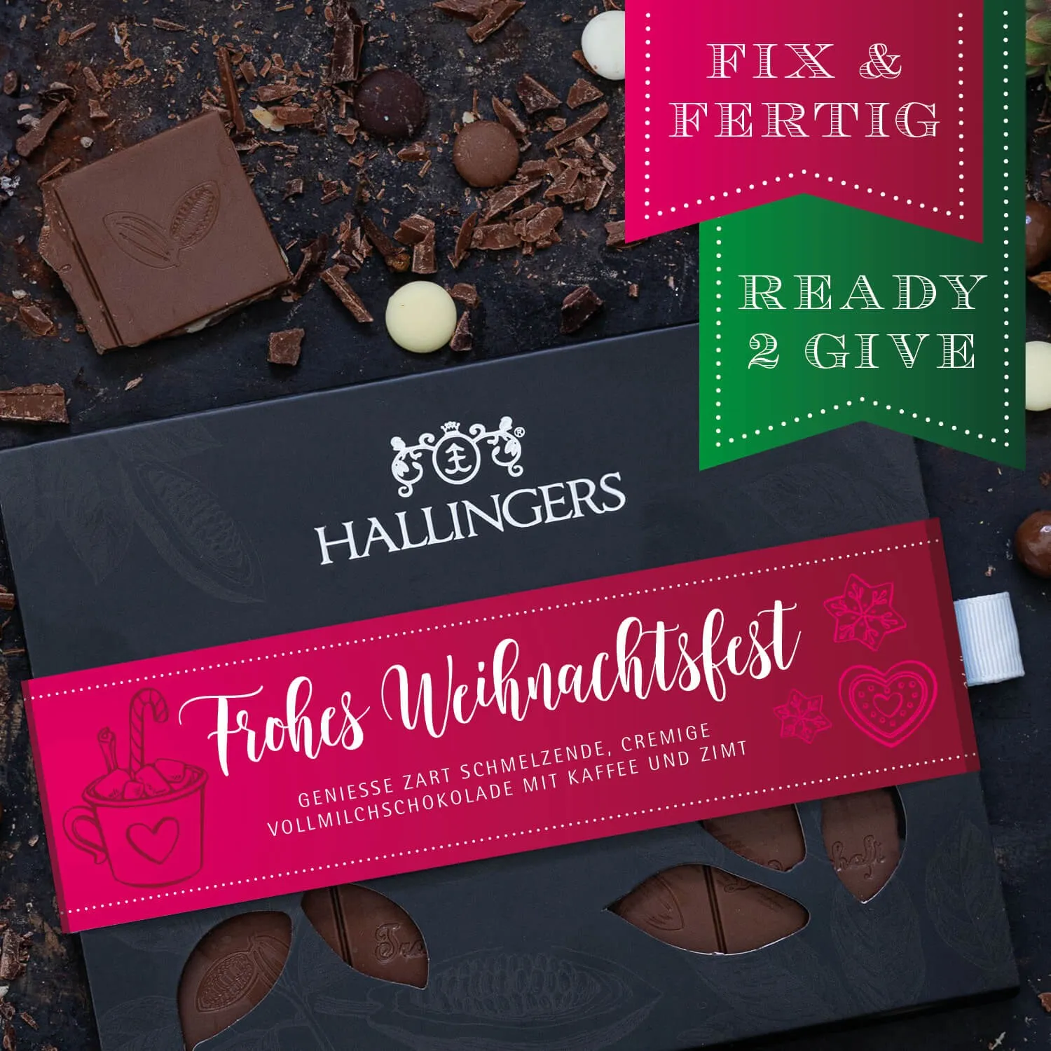 HANDWERK STATT MASSENWARE - Edition \Frohes Weihnachtsfest\: Während andere auf niedrige Kosten & hohe Stückzahlen setzen, überzeugt echte Premium-Schokolade durch Geschmackstiefe, Qualität & ein Genusserlebnis mit bleibendem Eindruck