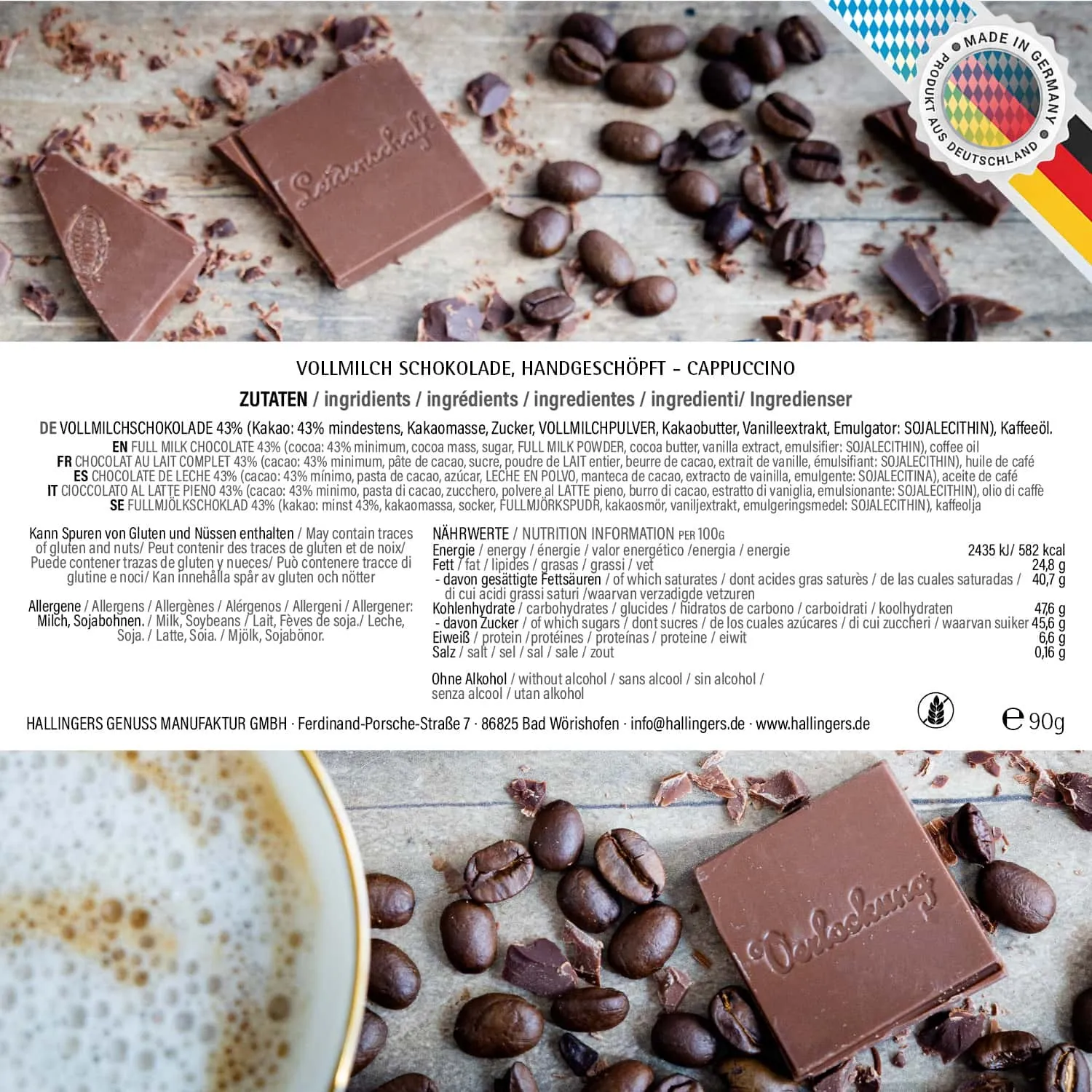 10x Vollmilch-Tafel Schöne Adventszeit (Cappuccino) - Schokolade, handmade ohne Alkohol