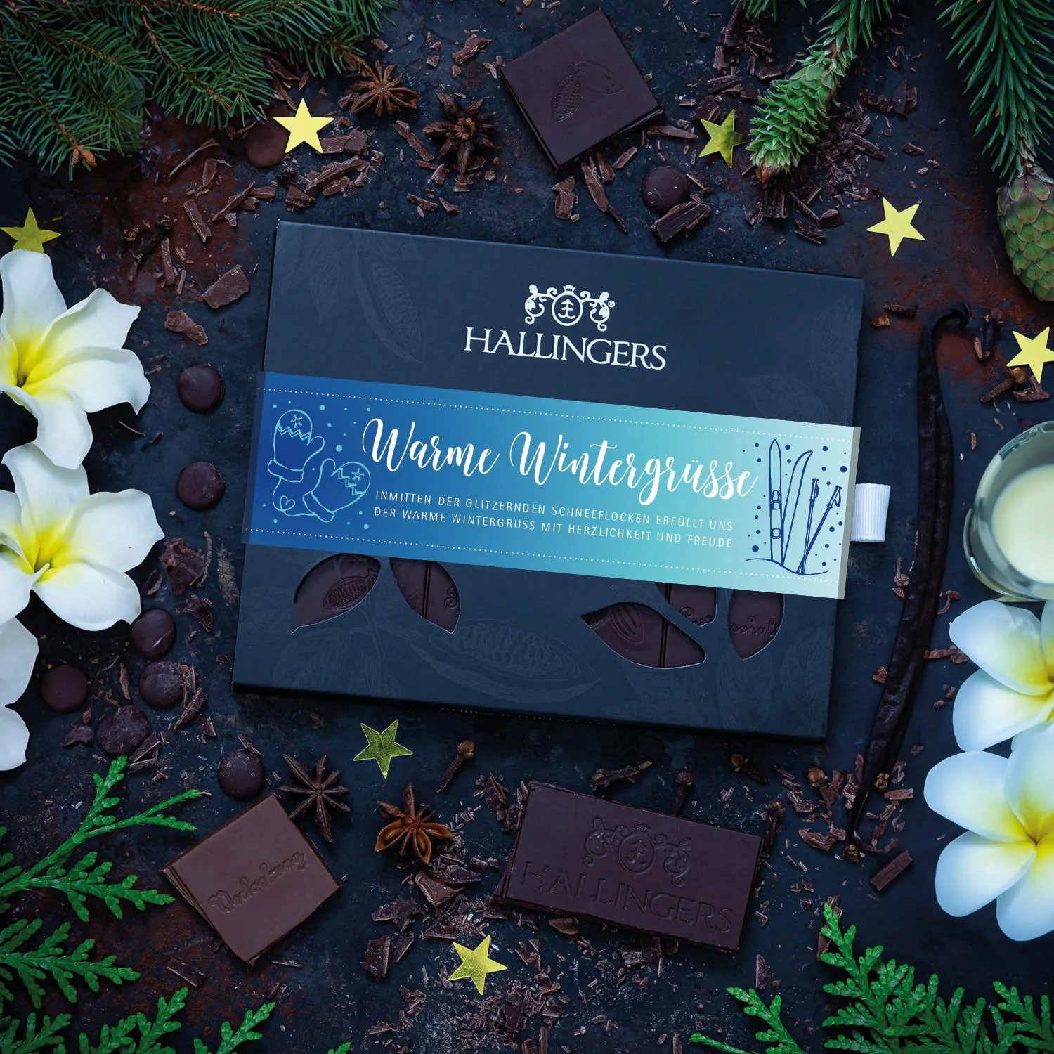 VEGANE SCHOKOLADE OHNE ALKOHOL - 10 handgeschöpfte Tafeln aus feinstem Confiserie-Edelkakao, veganer Schokoladengenuss und stilvoll verpackt im hochwertigen Karton. Die besondere Geschenkidee für Genießer & süße Genussmomente