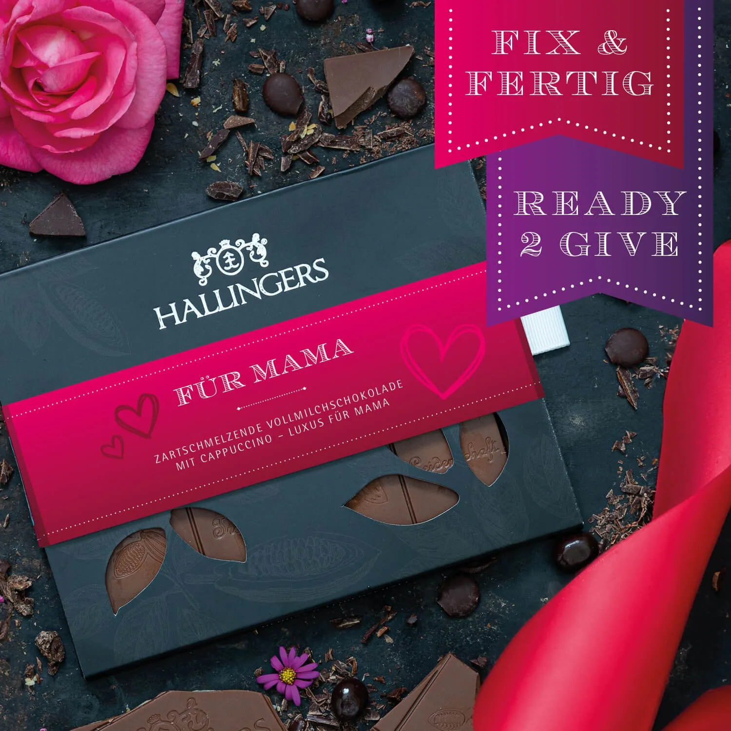 HANDWERK STATT MASSENWARE - Edition \Für Mama\: Während andere auf niedrige Kosten & hohe Stückzahlen setzen, überzeugt echte Premium-Schokolade durch Geschmackstiefe, Qualität & ein Genusserlebnis mit bleibendem Eindruck