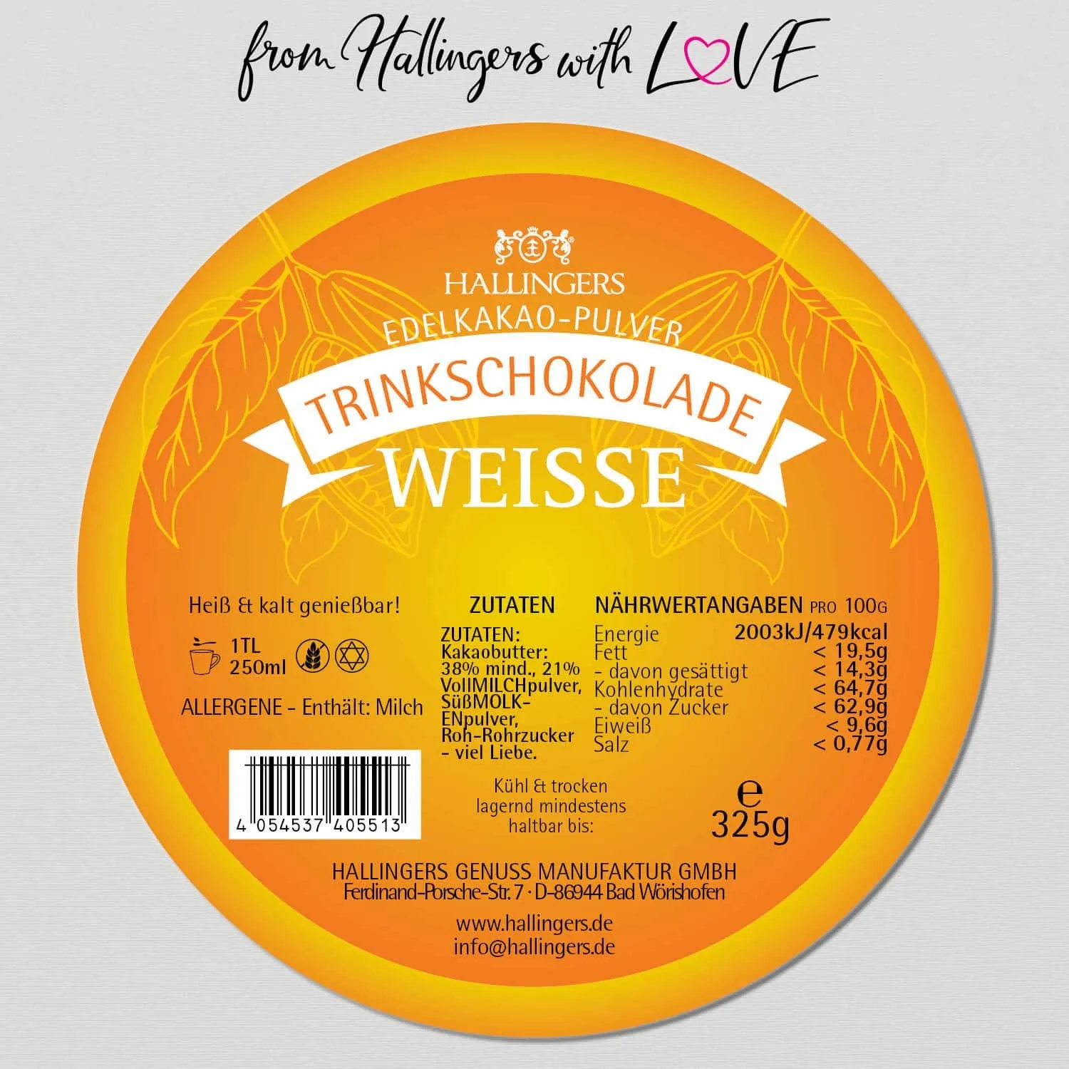 Weiß (Weiß Pur) - Trinkschokolade, Edelkakao ohne Alkohol