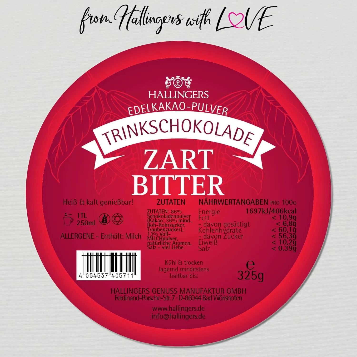 Zartbitter (Edelzartbitter) - Trinkschokolade, Edelkakao ohne Alkohol