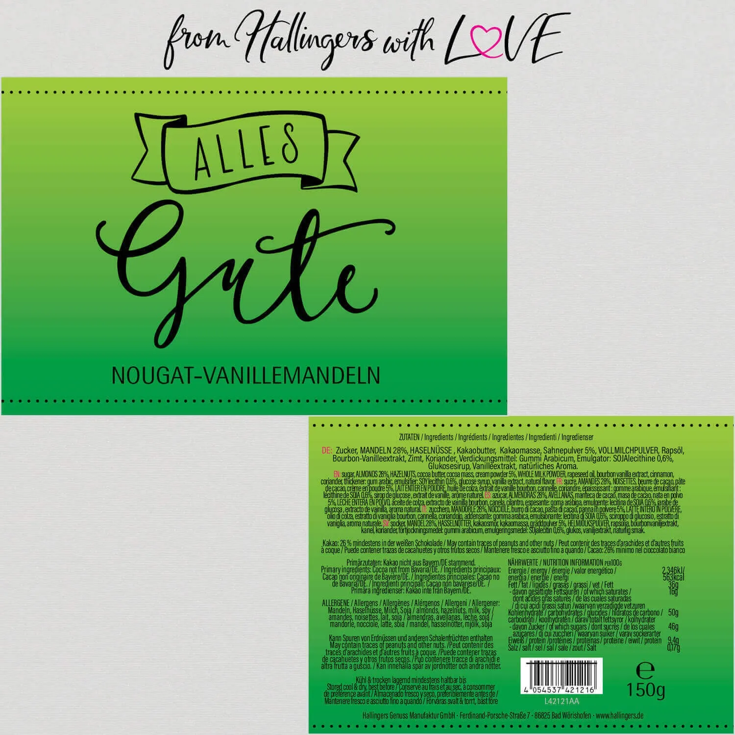 Alles Gute - Nougat-Mandeln, handmade ohne Alkohol