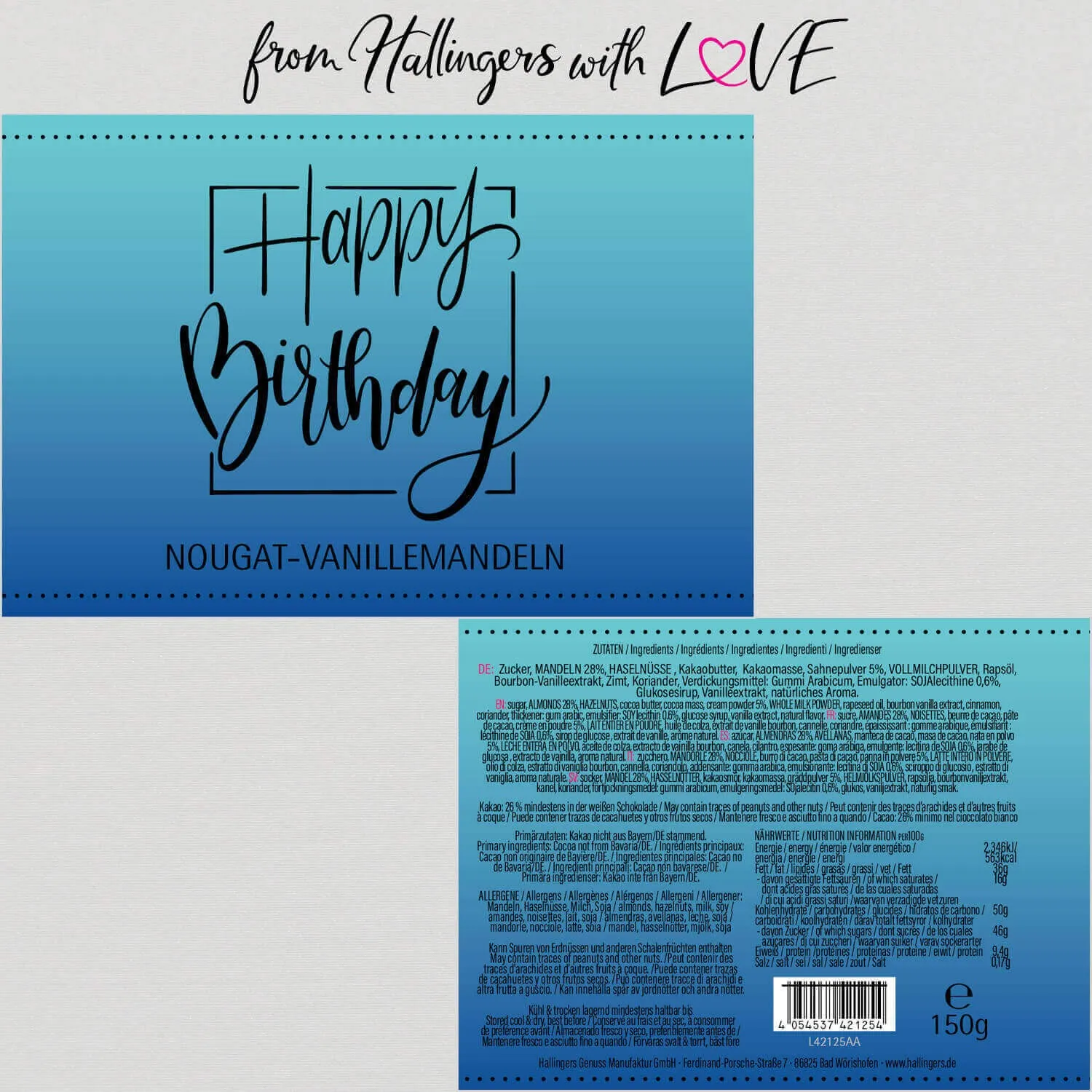 Happy Birthday - Nougat-Mandeln, handmade ohne Alkohol