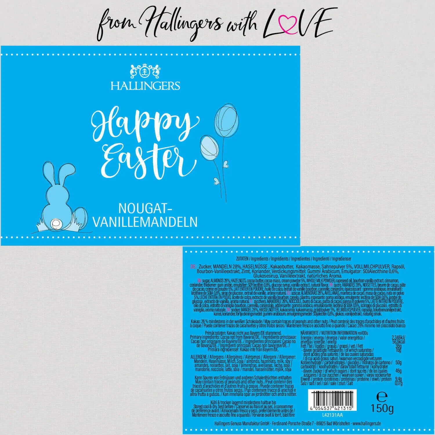 Happy Easter - Nougat-Mandeln, handmade ohne Alkohol