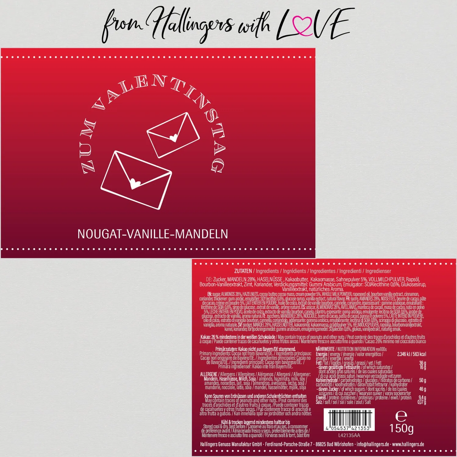 Zum Valentinstag - Nougat-Mandeln, handmade ohne Alkohol