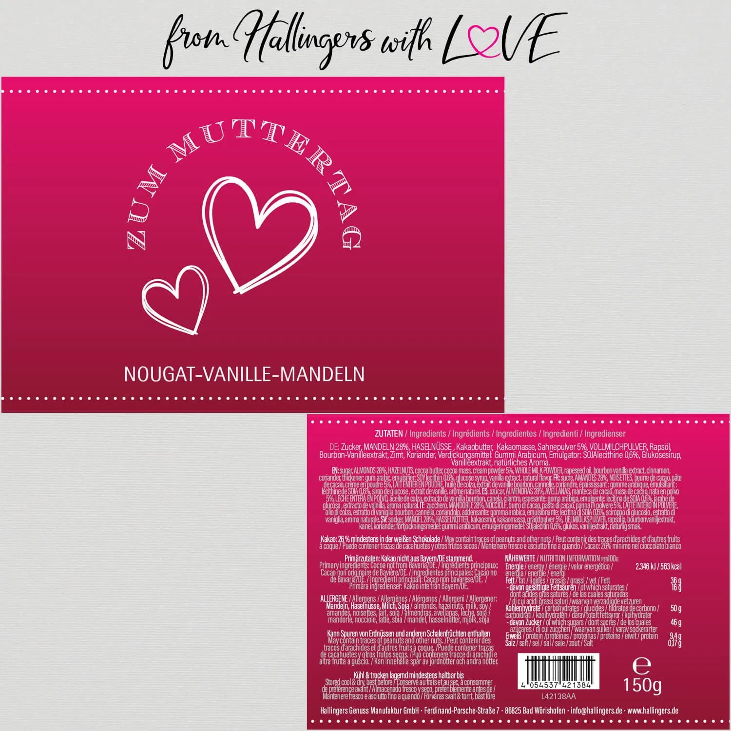 Zum Muttertag - Nougat-Mandeln, handmade ohne Alkohol