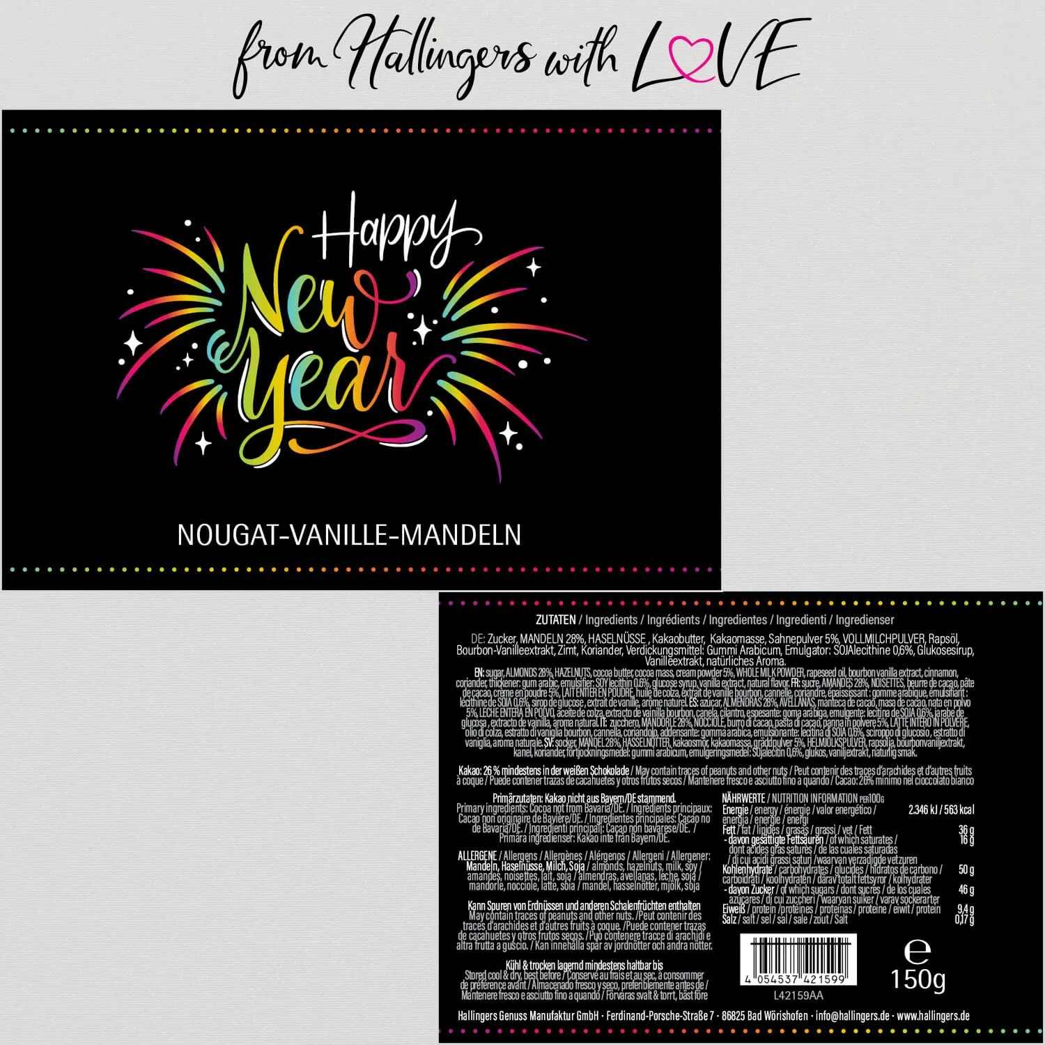Happy New Year - Nougat-Mandeln, handmade ohne Alkohol
