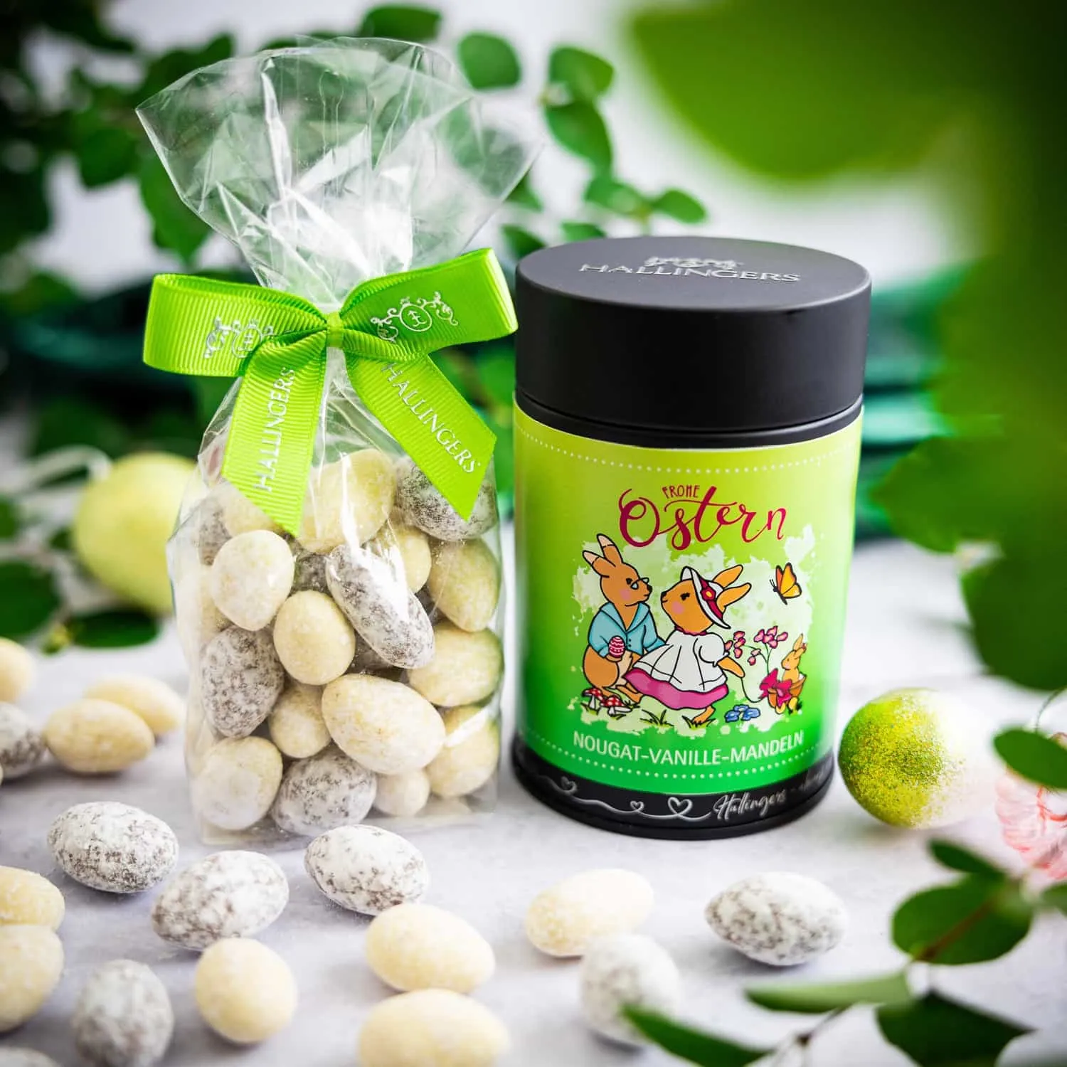 NOUGAT-MANDELN OHNE ALKOHOL - Von Hand in der Manufaktur schokolierte Mandeln mit feinem Vanille-Nougat, stilvoll verpackt in einer hochwertigen Geschenkdose. Exklusiver Genuss für Feinschmecker & die besondere Geschenkidee