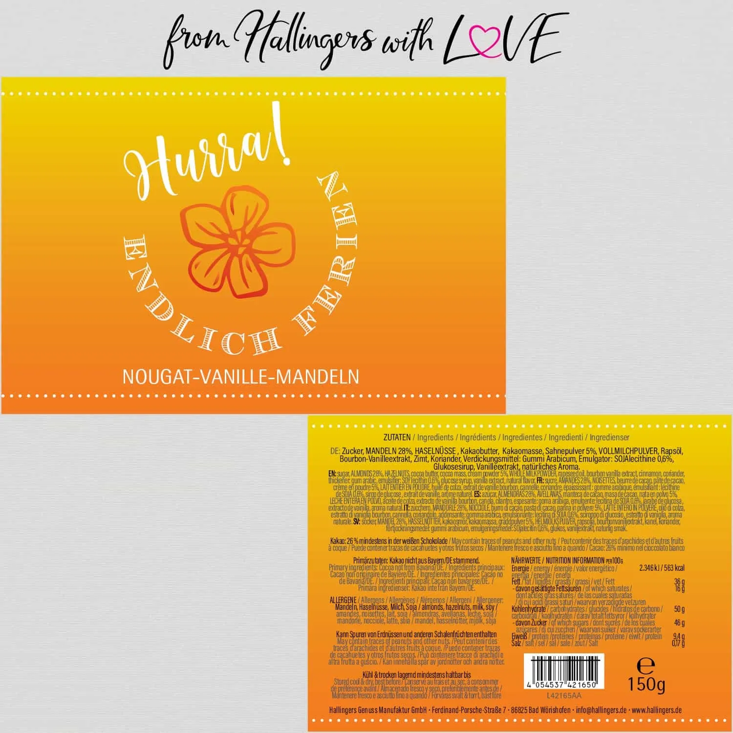 Hurra! Endlich Ferien - Nougat-Mandeln, handmade ohne Alkohol