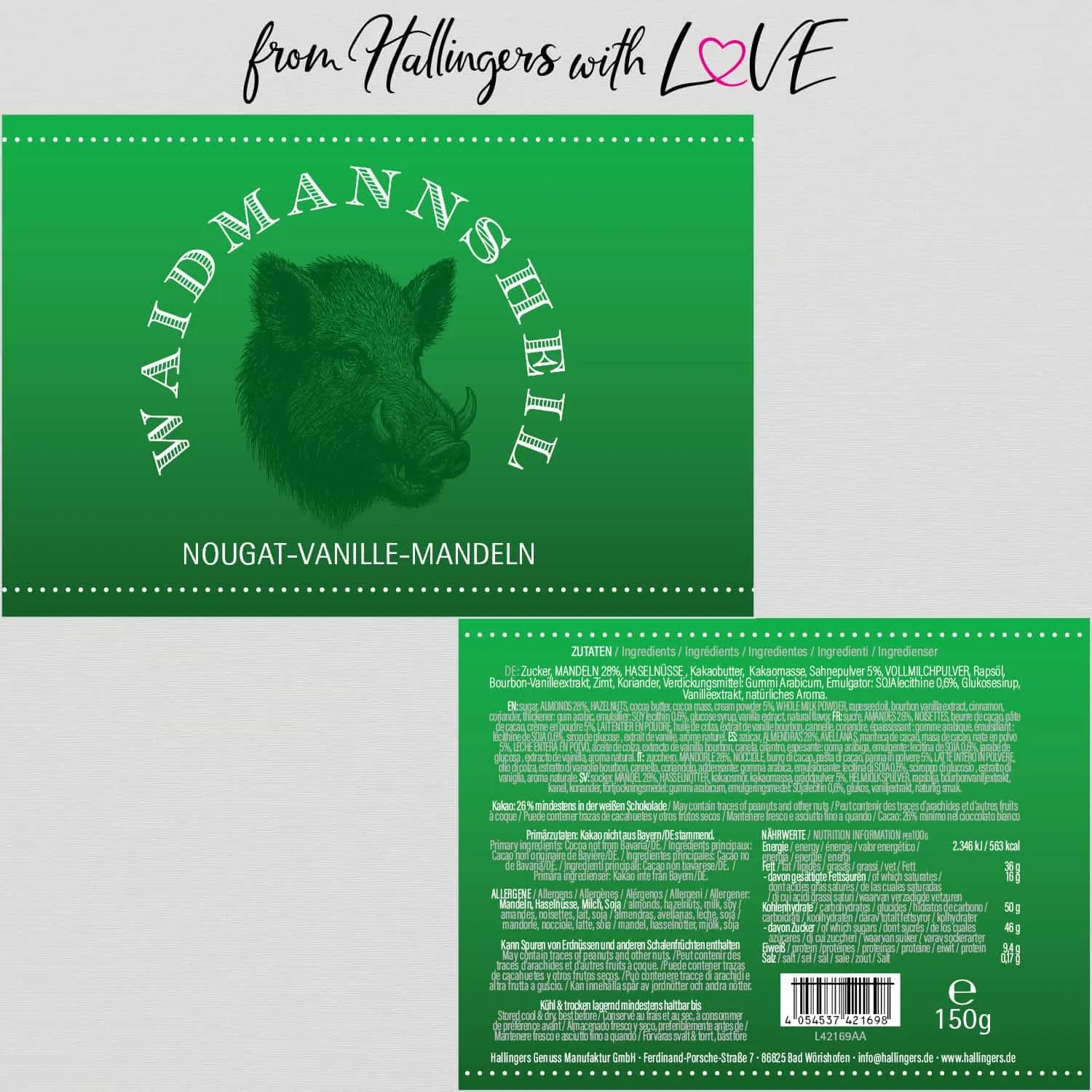 Waidmannsheil - Nougat-Mandeln, handmade ohne Alkohol