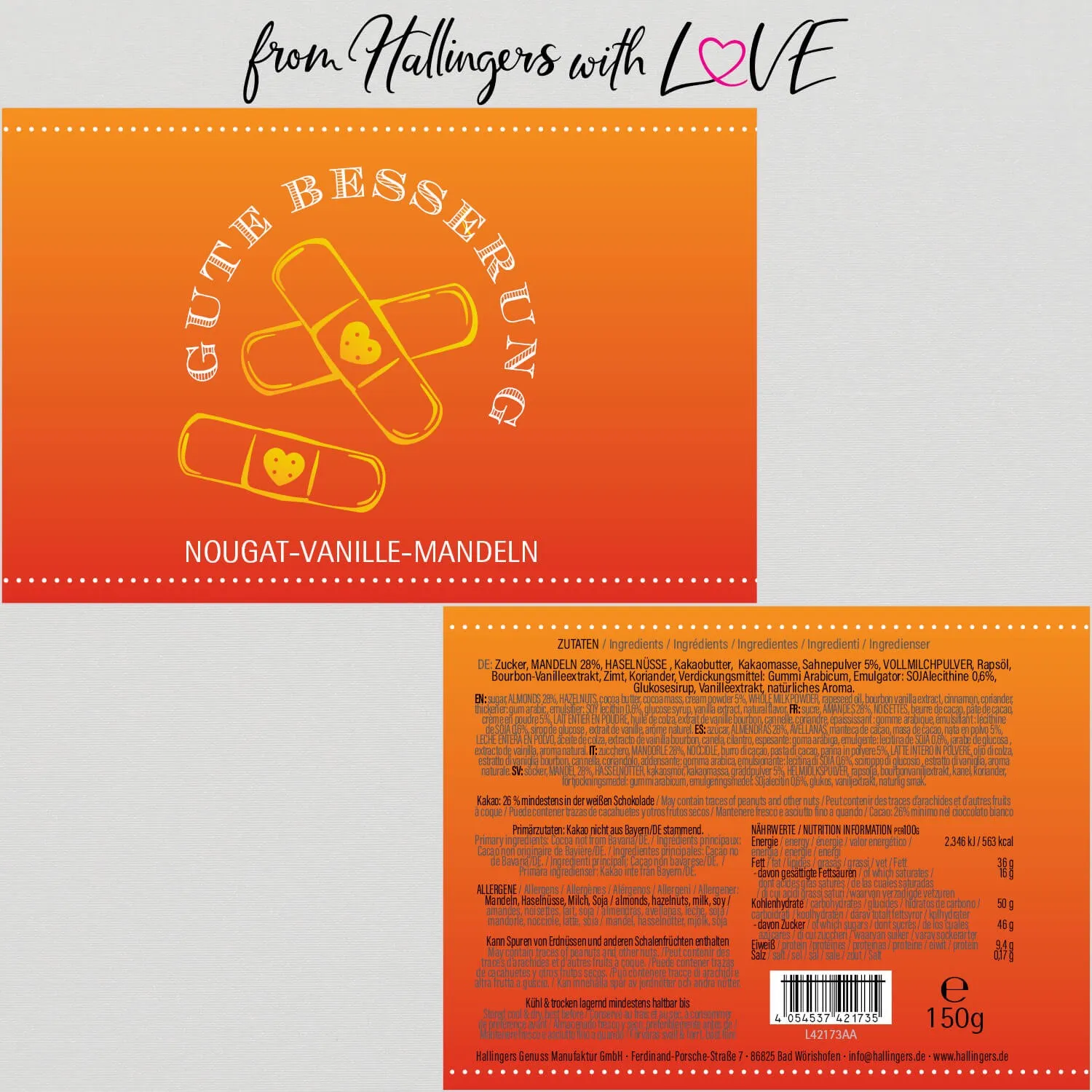 Gute Besserung - Nougat-Mandeln, handmade ohne Alkohol