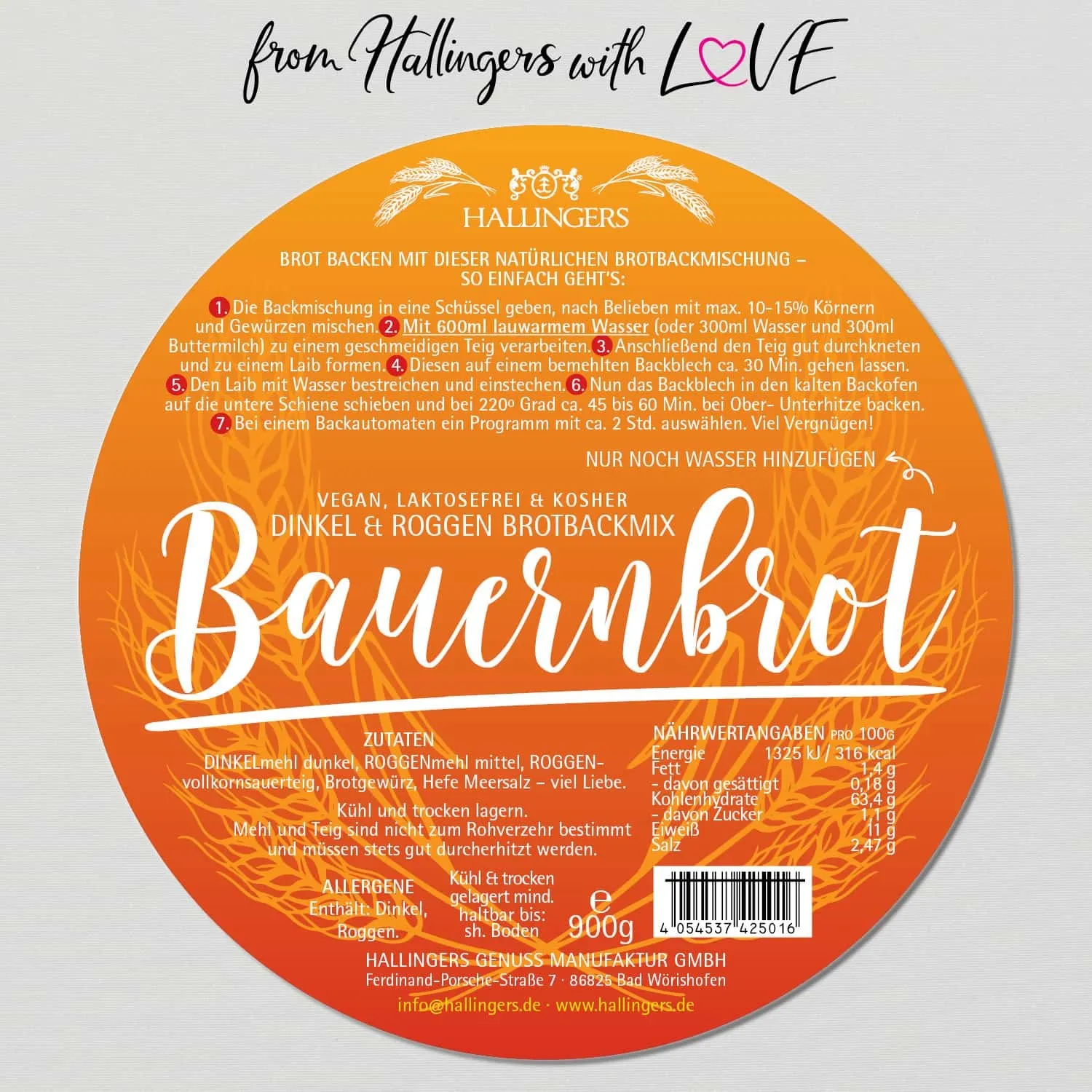 Bauernbrot mit Gärkorb - Brotbackmischung-Set, für Brot selber backen