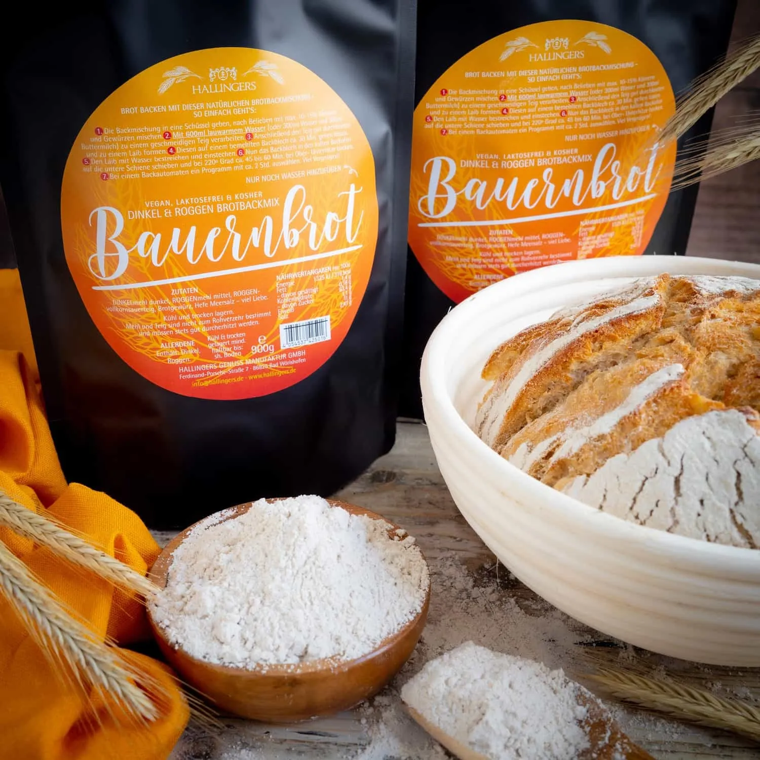 BROTBACKMISCHUNG SET DINKEL-ROGGEN - 2er-Pack natürliche Brotbackmischung frisch aus der Mühle mit hochwertigem Gärkorb im Set für aromatischen Brotgenuss & perfekte Backergebnisse. Die besondere Geschenkidee für Hobbybäcker
