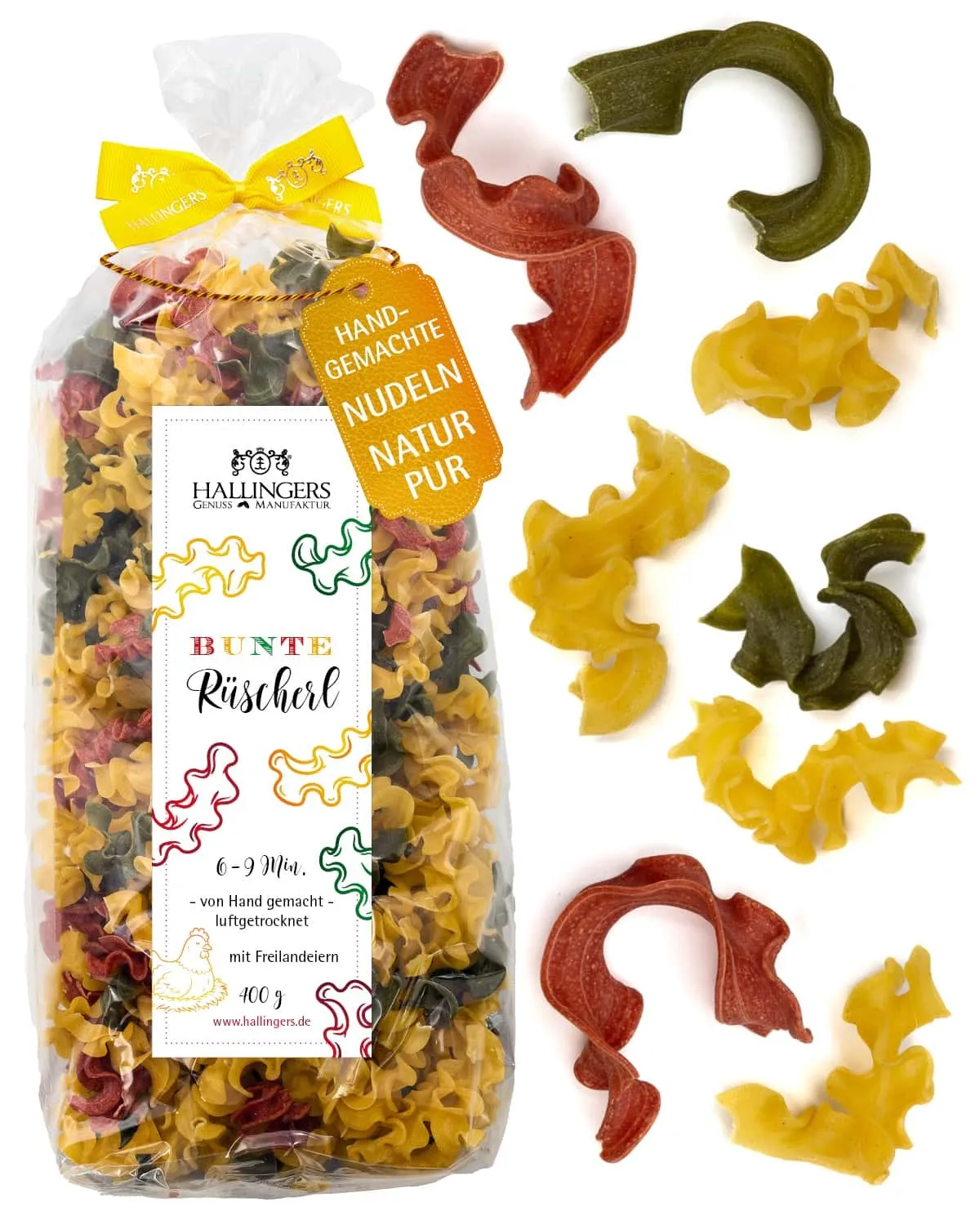 EDEL-PASTA AUS HARTWEIZENGRIES - Frisch produzierte Nudeln aus Freilandeiern & hochwertigem Hartweizengries, natürlich eingefärbt & ideal für besondere Genussmomente. Die besondere Geschenkidee für Feinschmecker & Pasta-Liebhaber