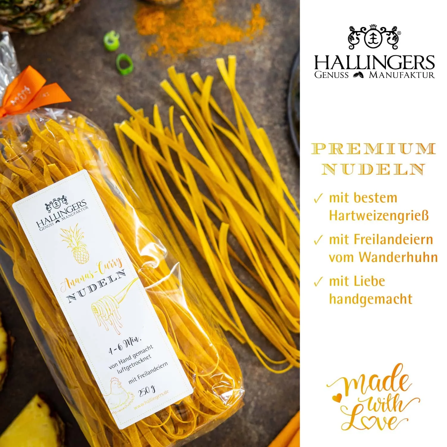 EDEL-PASTA AUS HARTWEIZENGRIES - Frisch produzierte Nudeln aus Freilandeiern & hochwertigem Hartweizengries, natürlich eingefärbt & ideal für besondere Genussmomente. Die besondere Geschenkidee für Feinschmecker & Pasta-Liebhaber