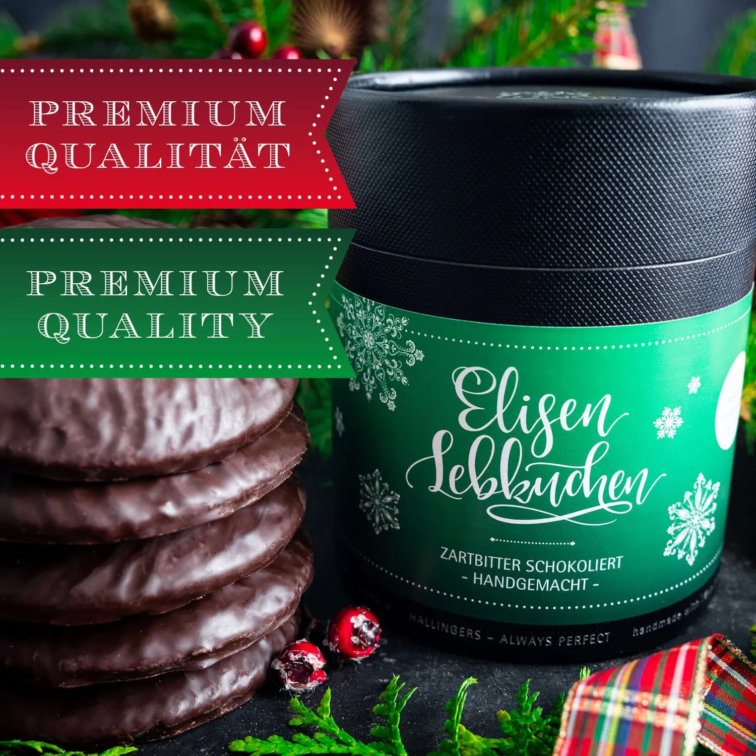 HANDWERK STATT MASSENWARE - Edition \Zartbitter\: Während andere auf industrielle Fertigung und austauschbare Rezepturen setzen, überzeugen unsere echten Elisen-Lebkuchen durch Charakter, Genuss und Qualität mit Tradition