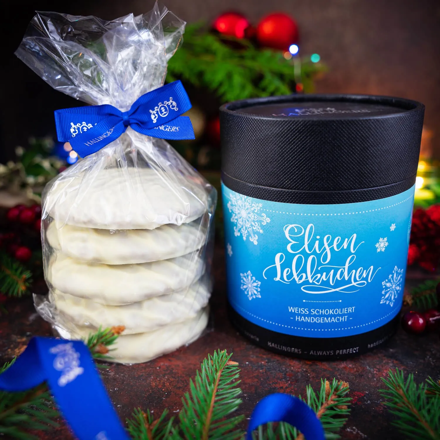 ELISEN-LEBKUCHEN IN DER GESCHENKDOSE - 5 saftige handgemachte Elisen-Lebkuchen mit hohem Kernanteil, stilvoll verpackt in einer edlen Geschenk-Dose. Die besondere Geschenkidee für winterliche Genussmomente & die Weihnachtszeit