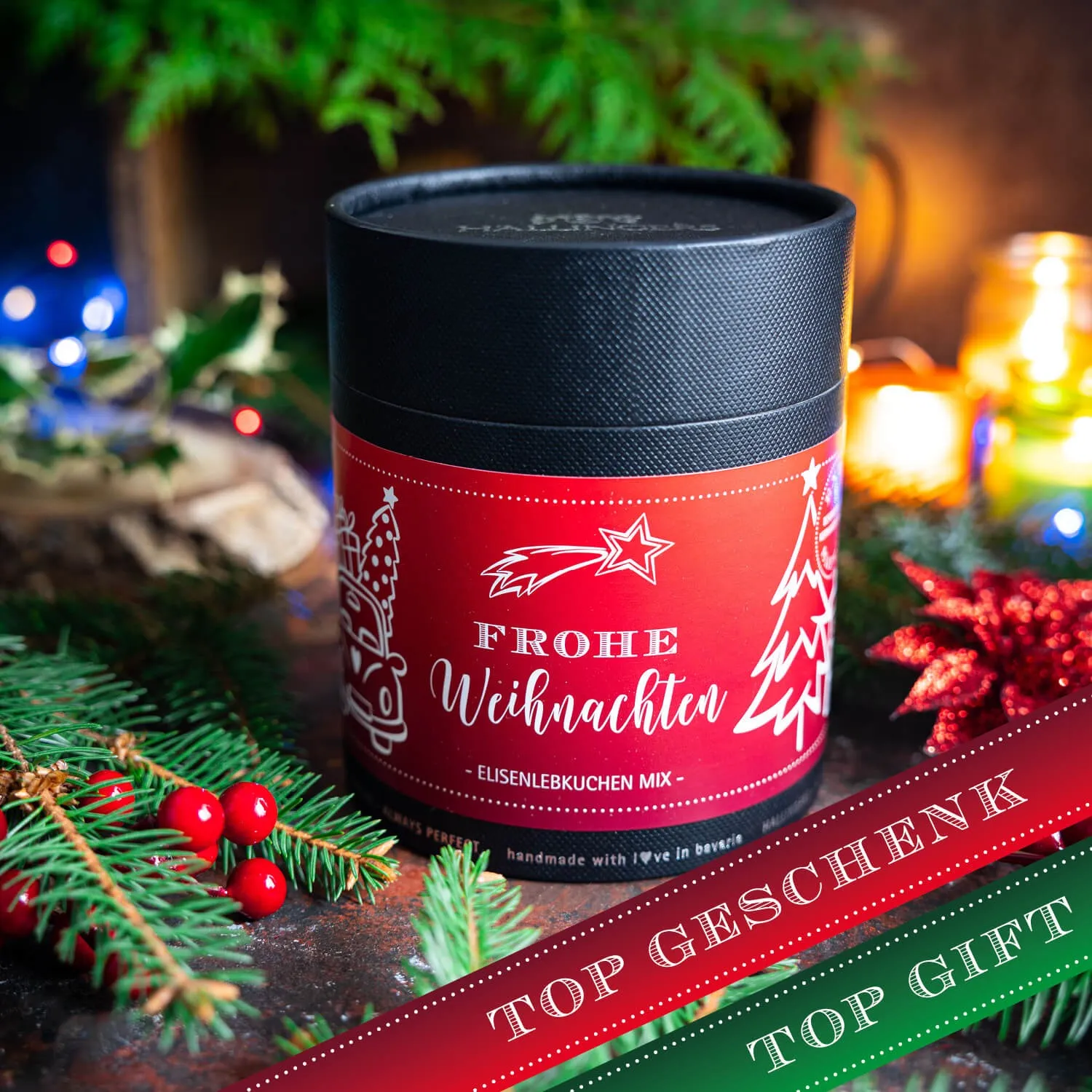 HANDWERK STATT MASSENWARE - Edition \Frohe Weihnachten\: Während andere auf industrielle Fertigung und austauschbare Rezepturen setzen, überzeugen unsere echten Elisen-Lebkuchen durch Charakter, Genuss und Qualität mit Tradition