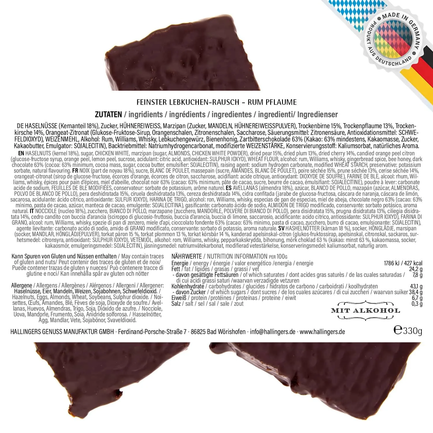 Rum-Pflaume XXL - Lebkuchen-Rausch, mit Alkohol handgemacht