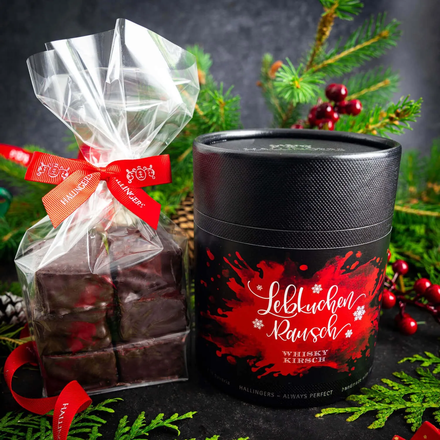 LEBKUCHEN-RAUSCH MIT ALKOHOL - 6 saftige handgemachte Lebkuchen-Würfel mit Alkohol, stilvoll verpackt in einer edlen Geschenk-Dose. Die besondere Geschenkidee für winterliche Genussmomente, Weihnachten & festliche Naschpausen