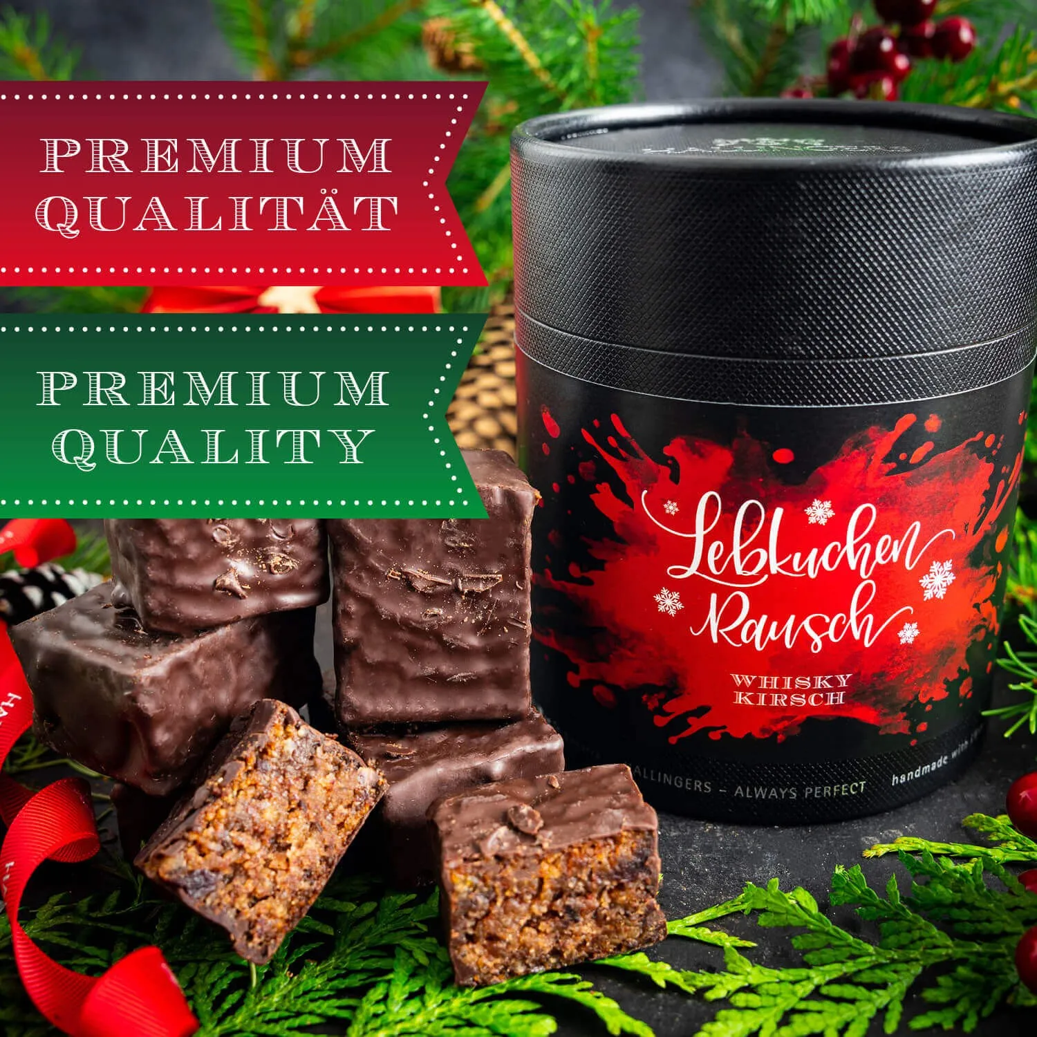 HANDWERK STATT MASSENWARE - Edition \Whisky-Kirsch\: Vergiss, was gewöhnliche Lebkuchen versprechen - echter Lebkuchen-Rausch entsteht nicht durch Zucker und Massenware, sondern durch Geschmack, Qualität und pure Genussleidenschaft