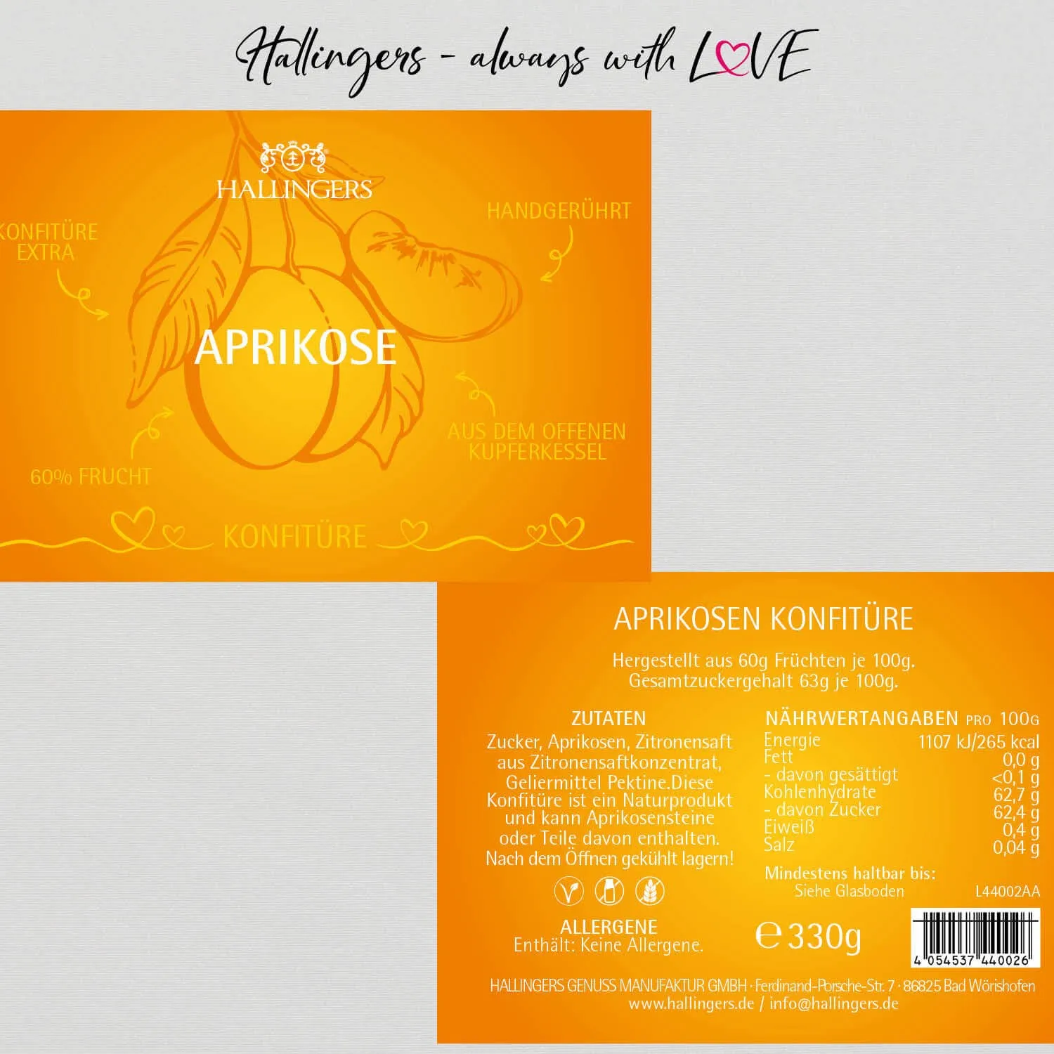 Aprikose - Konfitüre, handgerührt Kupferkessel