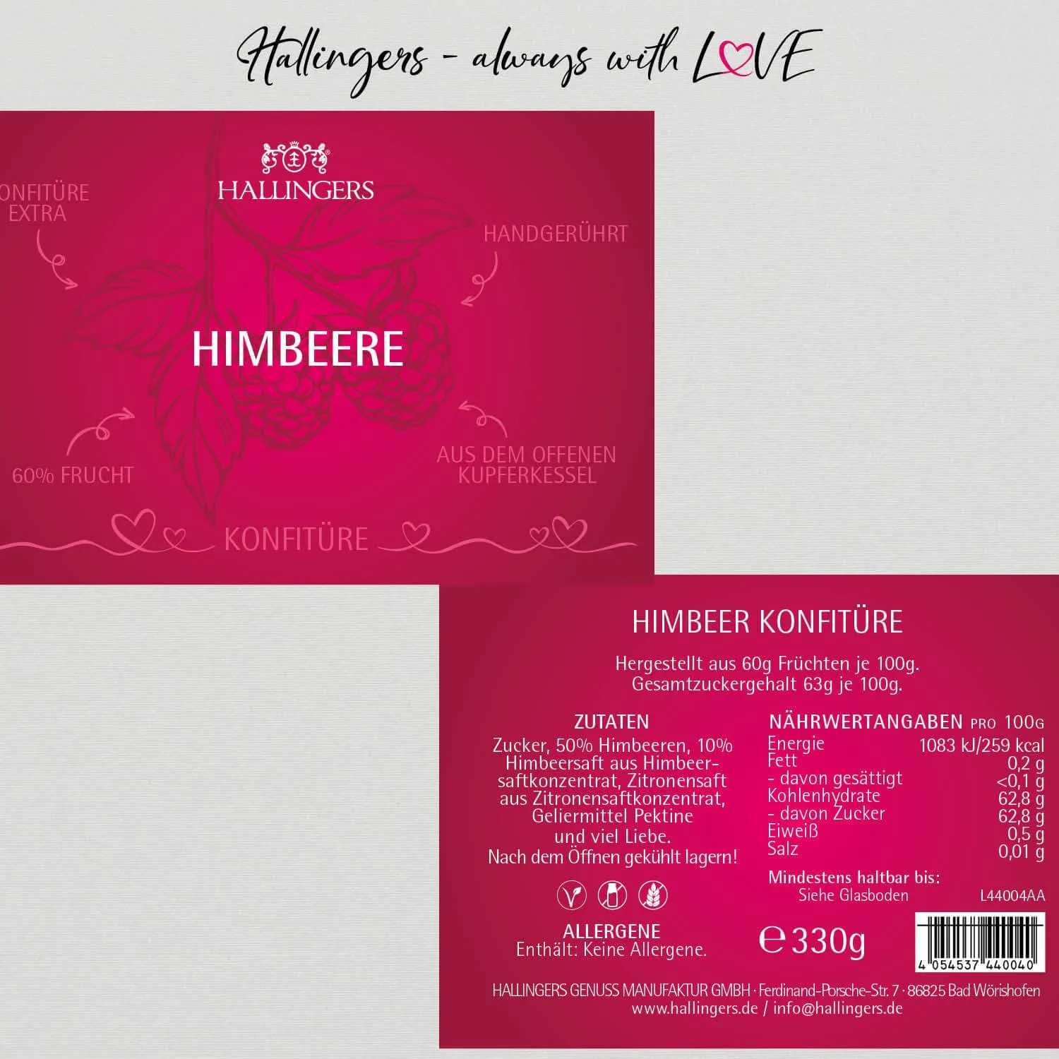 Himbeere - Konfitüre, handgerührt Kupferkessel