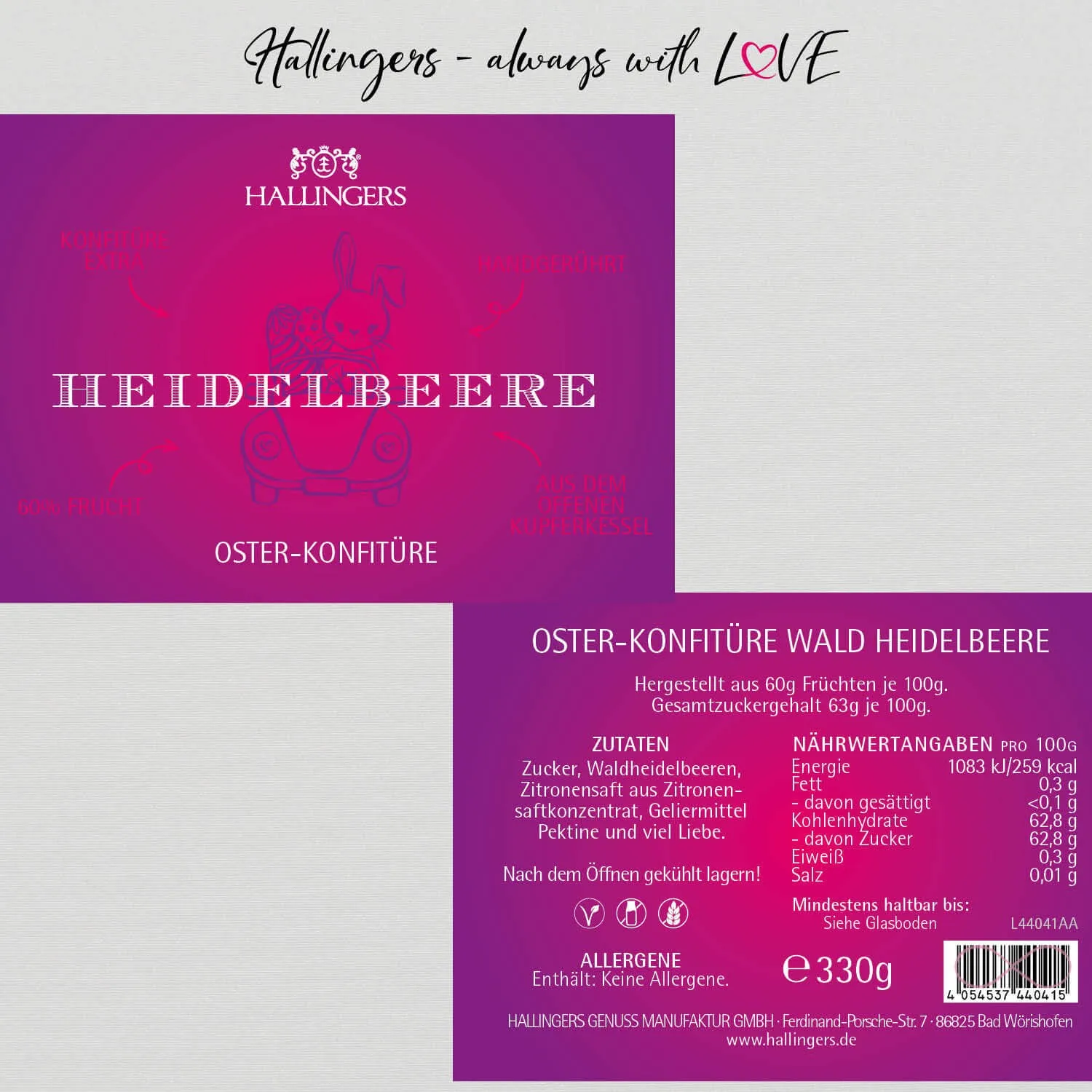 Oster Konfitüre (Waldheidelbeere) - Konfitüre, handgerührt Kupferkessel