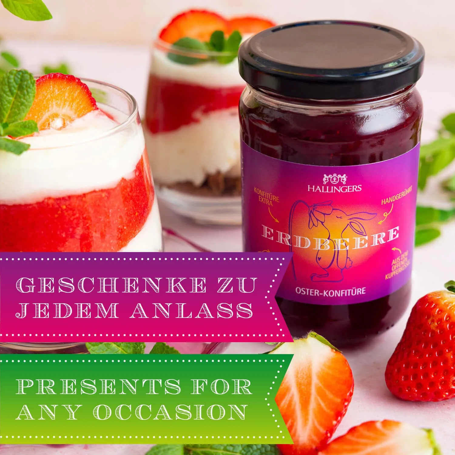 HANDWERK STATT MASSENWARE - Edition \Oster Konfitüre\: Während andere auf niedrige Kosten setzen, überzeugt echte Gourmet-Konfitüre durch intensiven Fruchtgeschmack und ein Genusserlebnis fernab gewöhnlicher Standardware (Erdbeere)