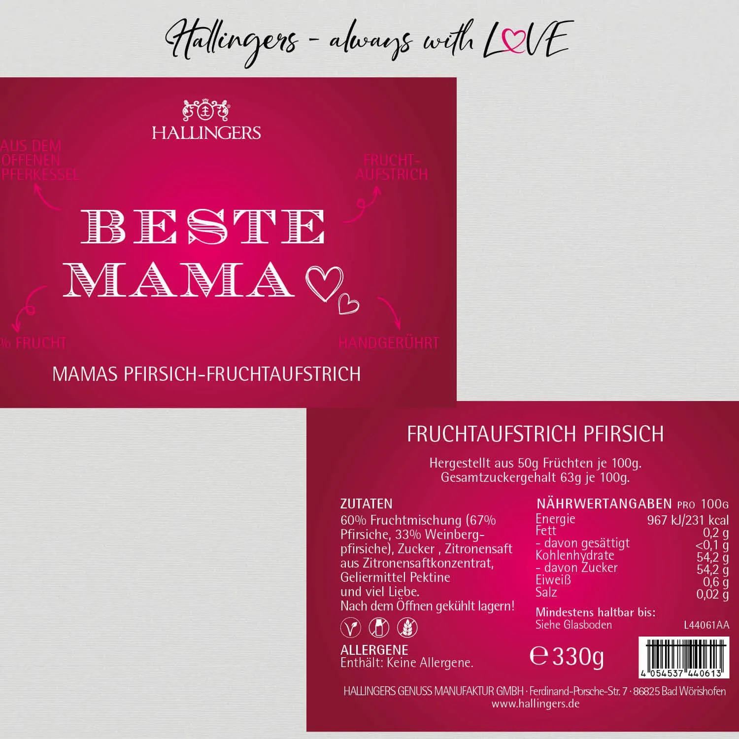 Beste Mama (Weinbergpfirsich) - Fruchtaufstrich, handgerührt Kupferkessel
