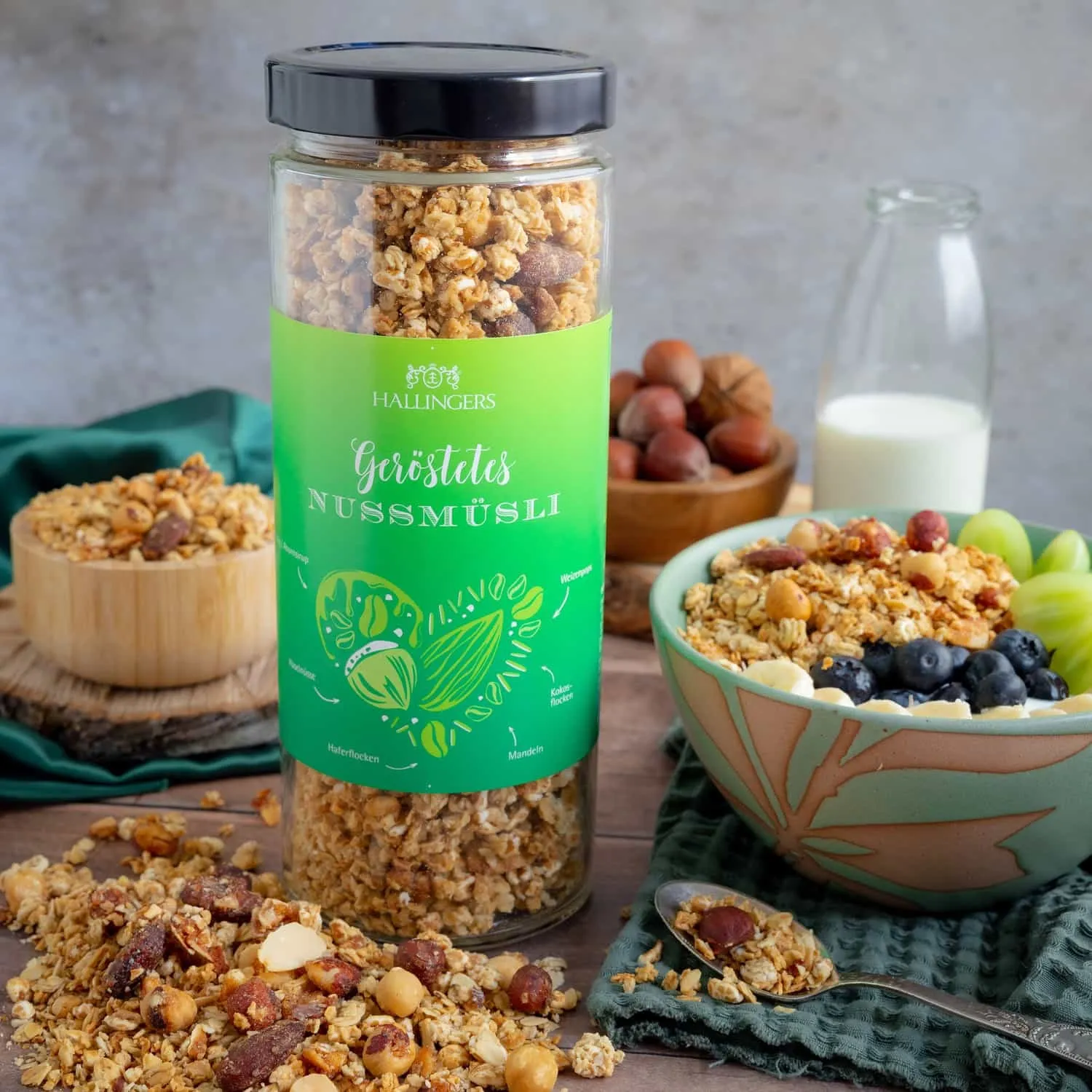GOURMET-MÜSLI IM GLAS - Hochwertiges Gourmet-Müsli vom Bauern direkt frisch aus der Mühle, stilvoll abgefüllt im wertigen, wiederverschließbaren Glas. Die besondere Geschenkidee für Genießer, Feinschmecker & genussvolle Frühstücksmomente