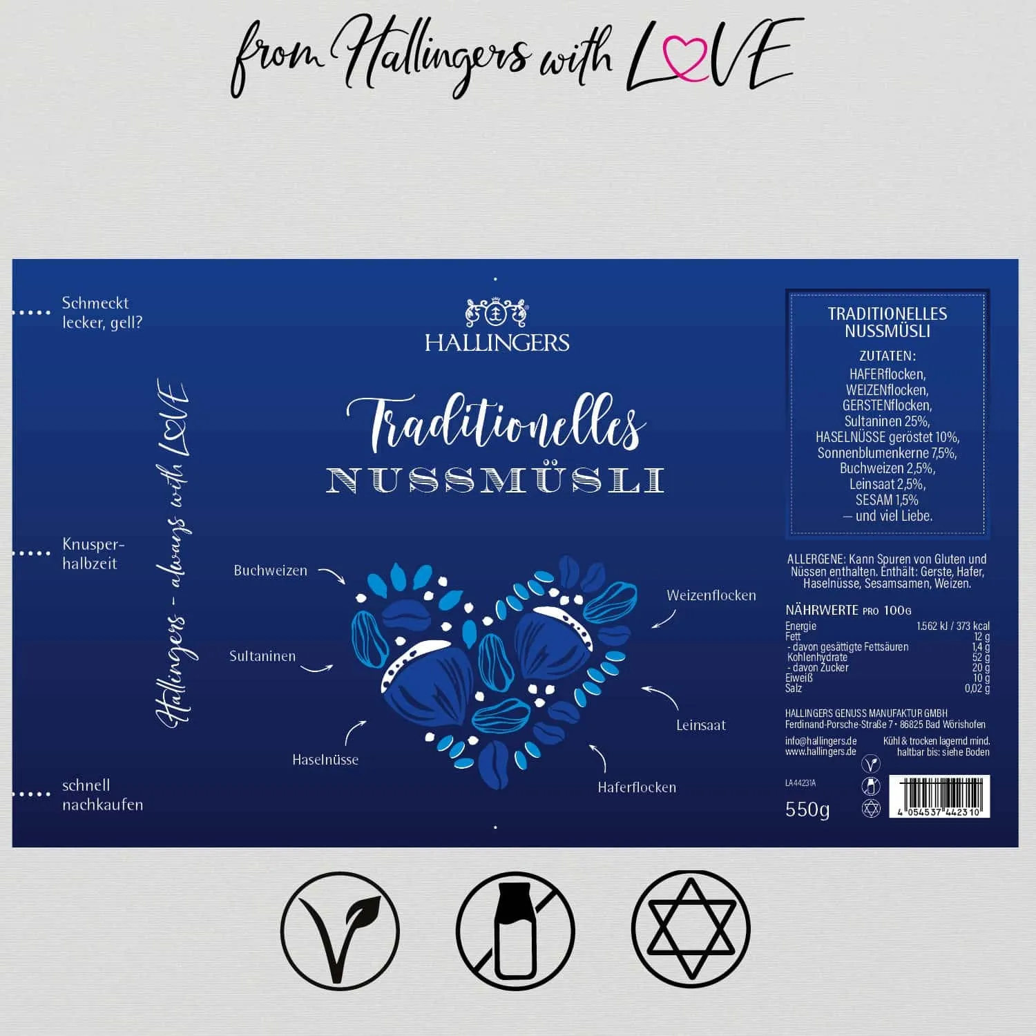 Traditionelles Nuss Müsli - Gourmet-Müsli, frisch aus der Mühle
